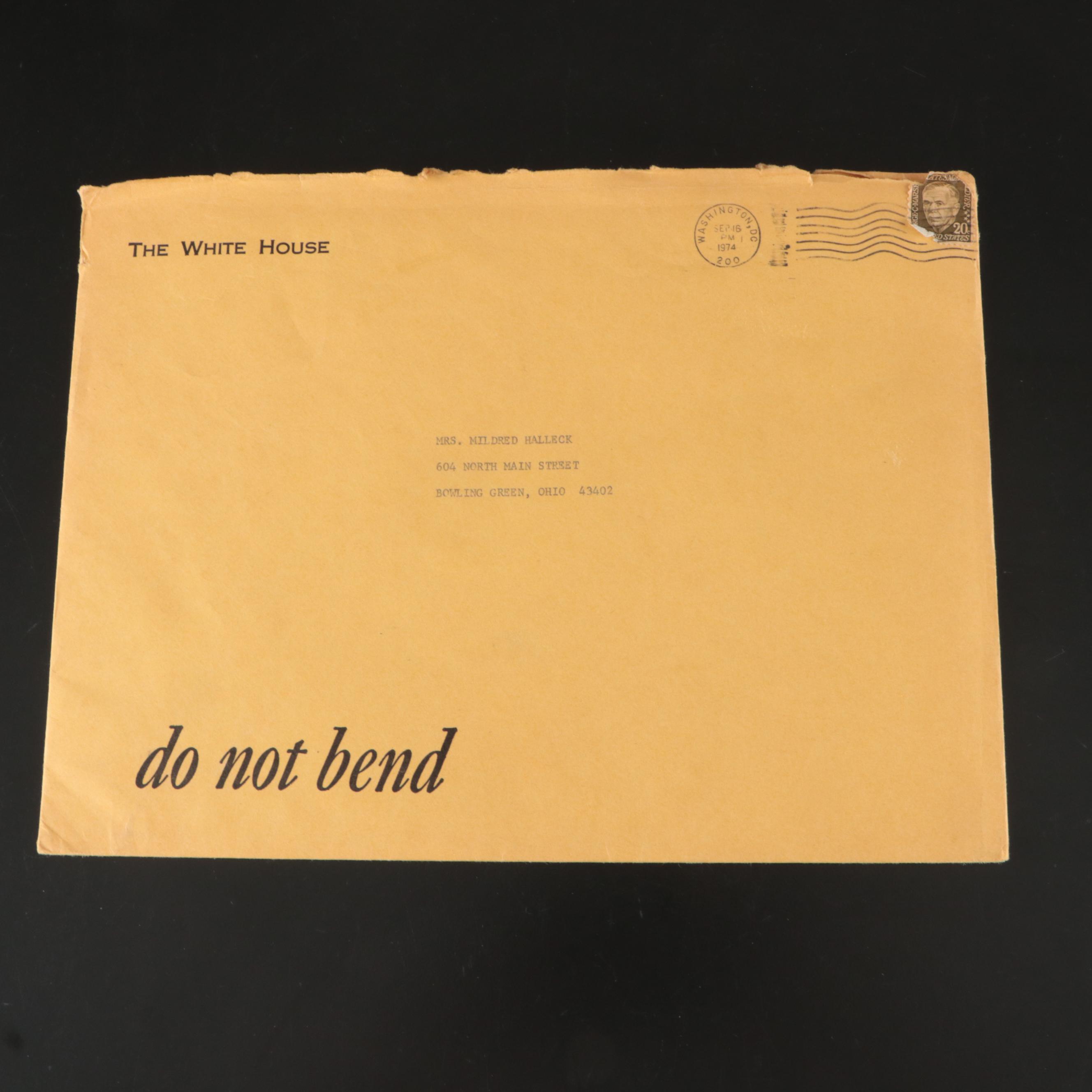 Gerald Ford Autopen Signed Award Certificate, 1974