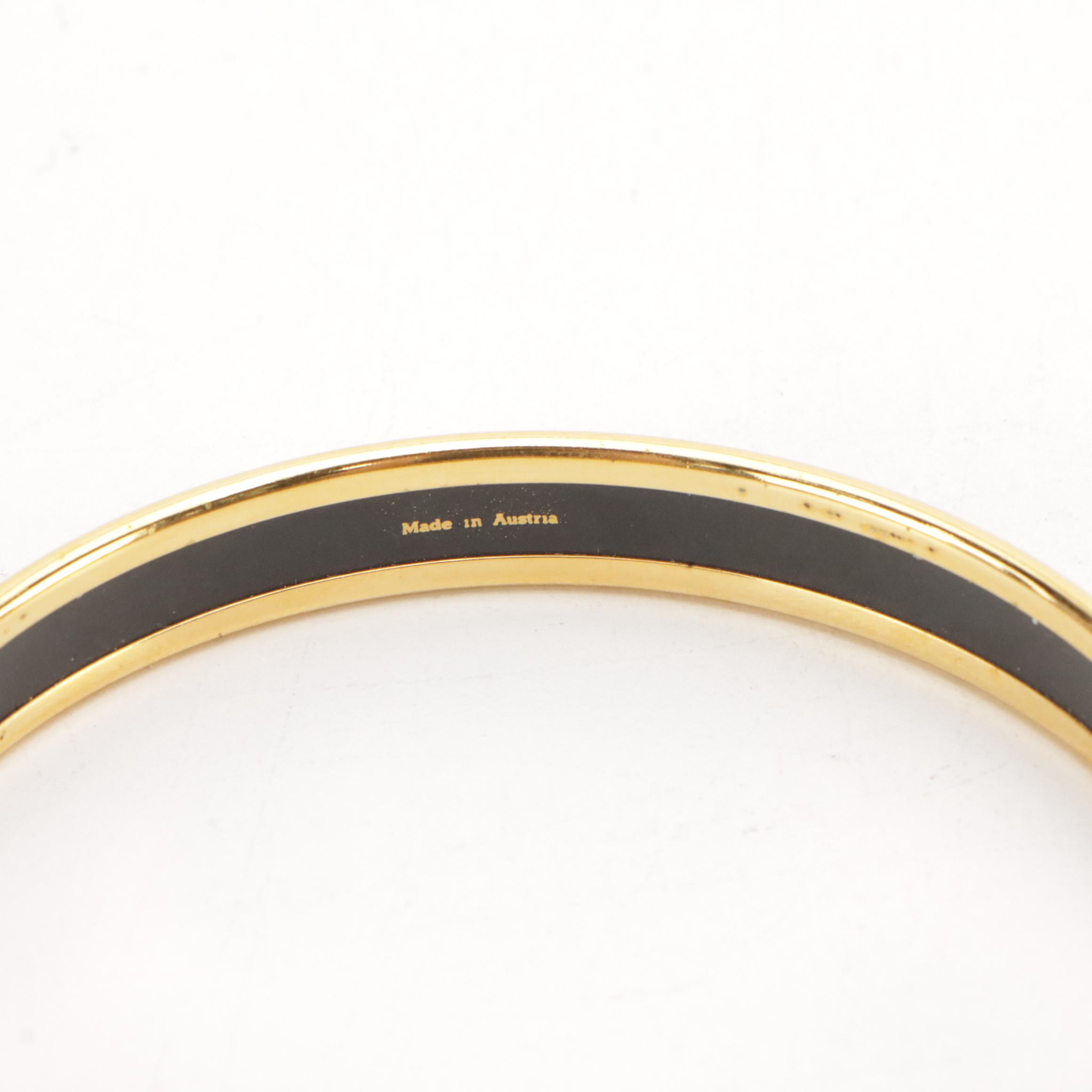Hermès Chaine D' ancre Narrow Black Enamel Bangle