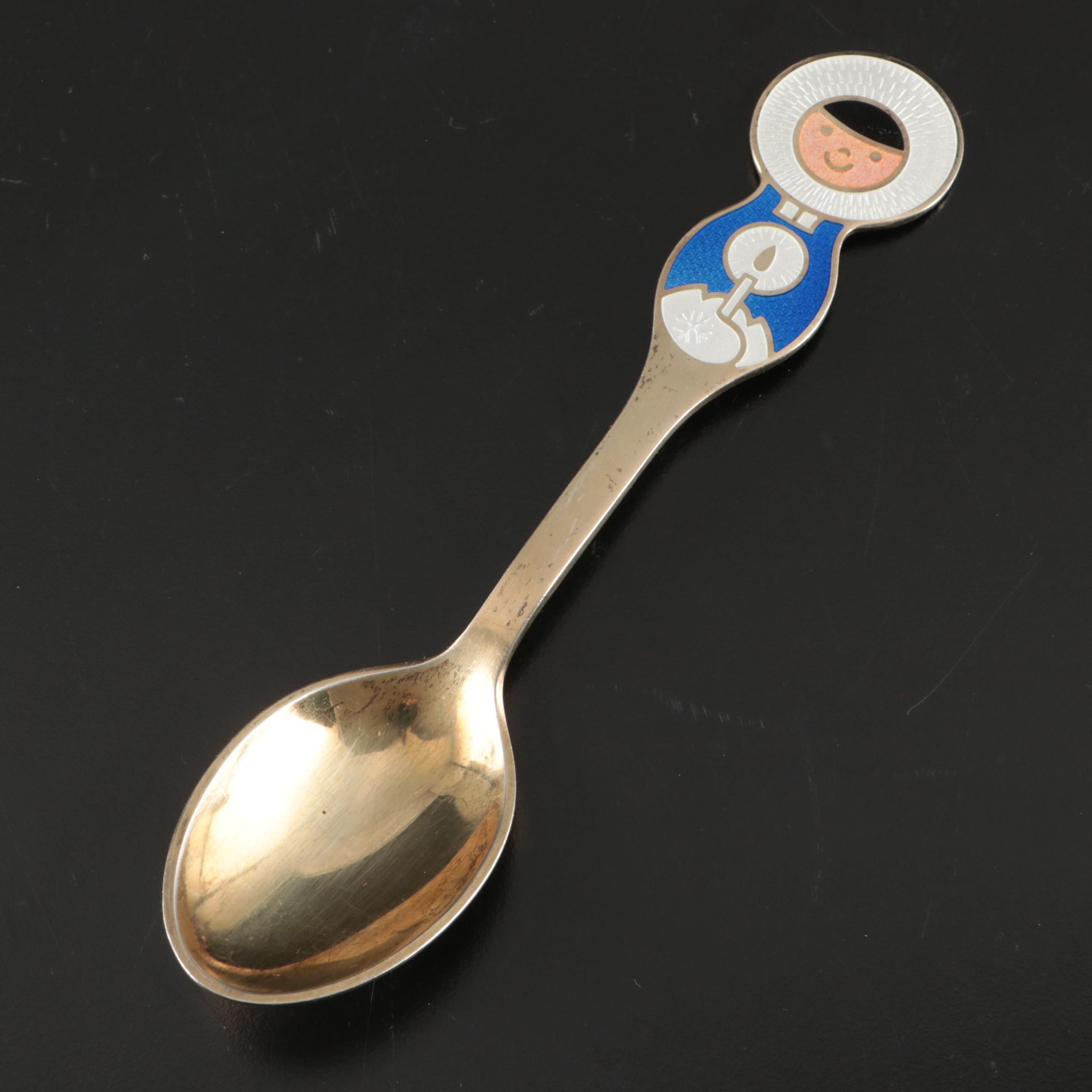 A. Michelsen Danish Modern Gilt Sterling Silver and Enamel Annual Spoons