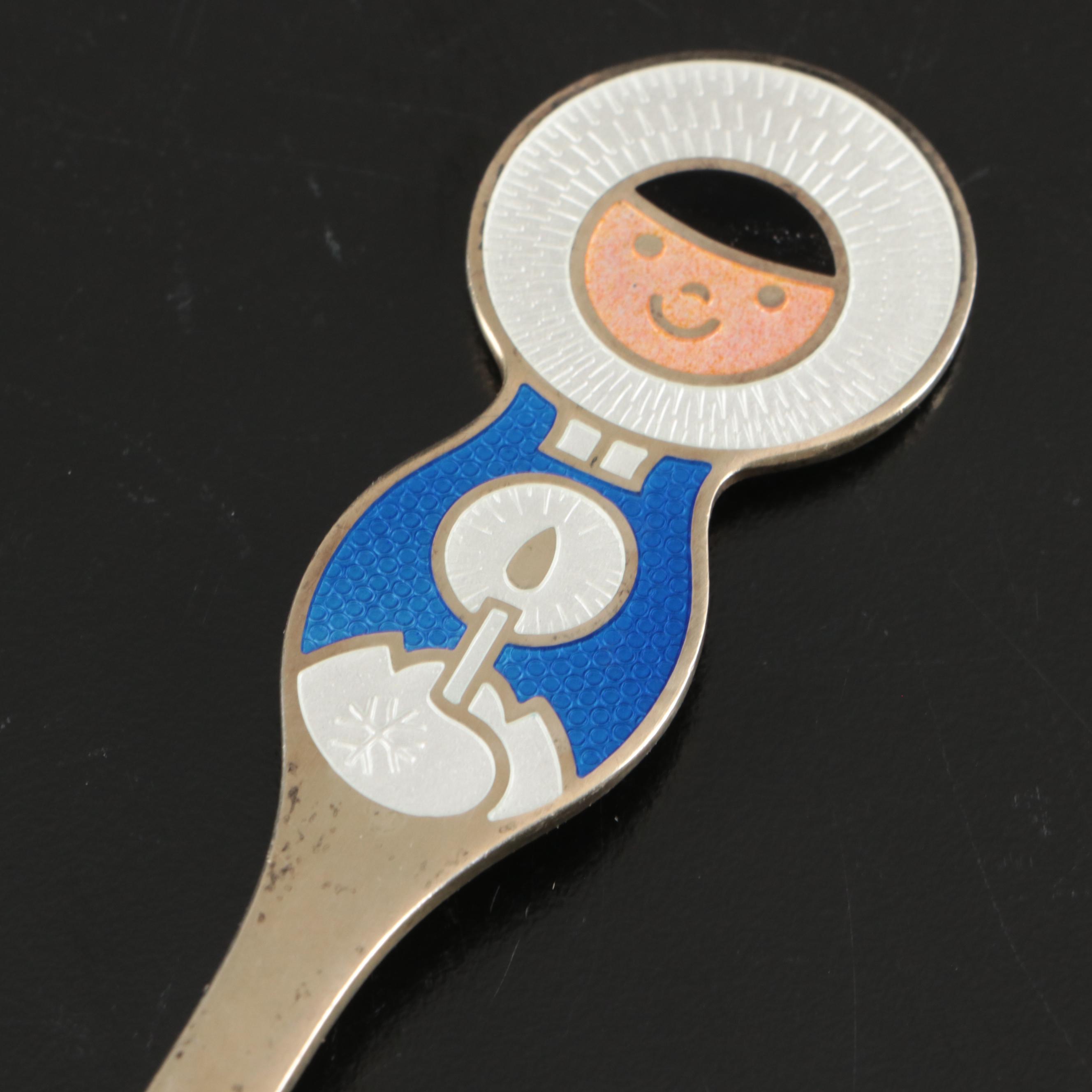 A. Michelsen Danish Modern Gilt Sterling Silver and Enamel Annual Spoons