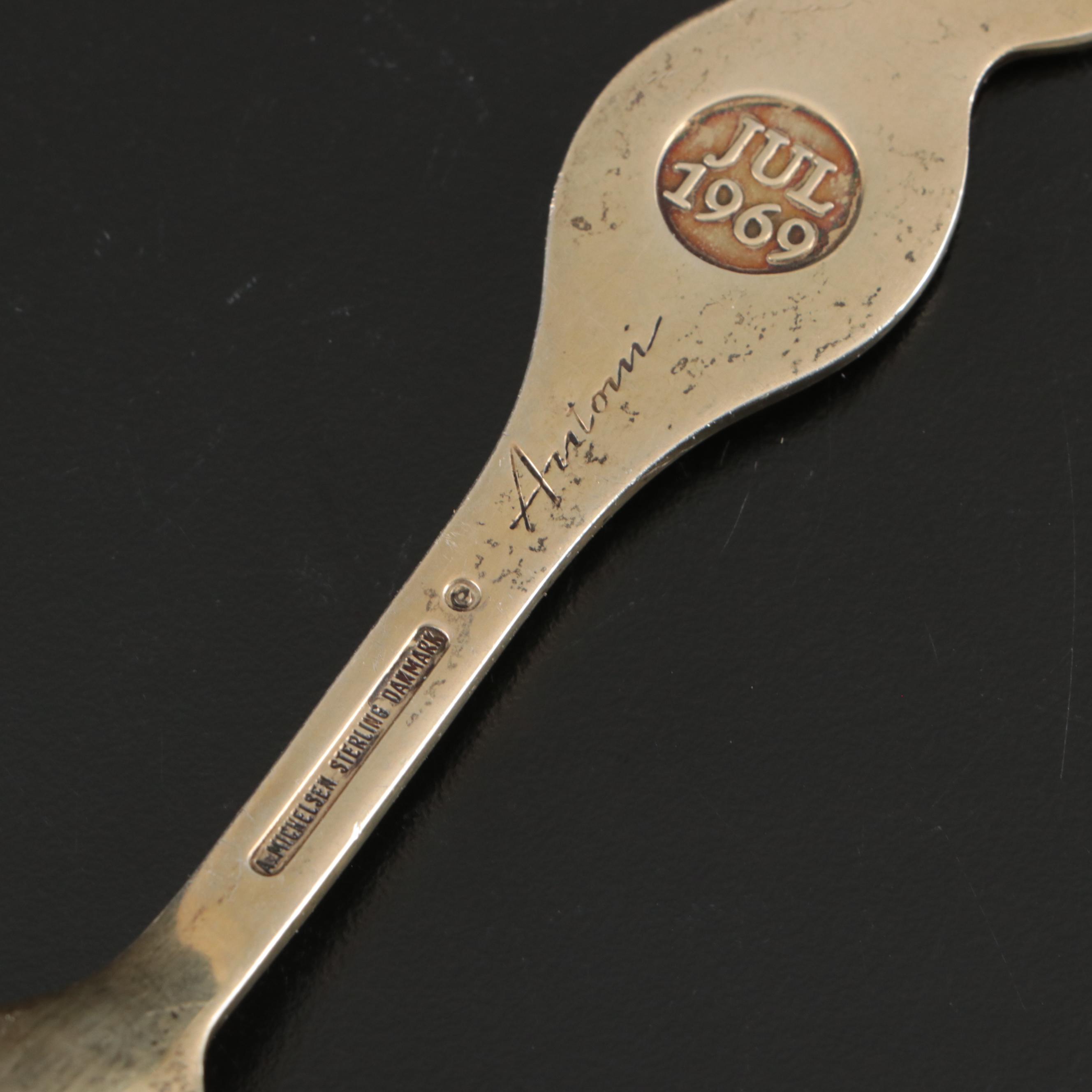 A. Michelsen Danish Modern Gilt Sterling Silver and Enamel Annual Spoons