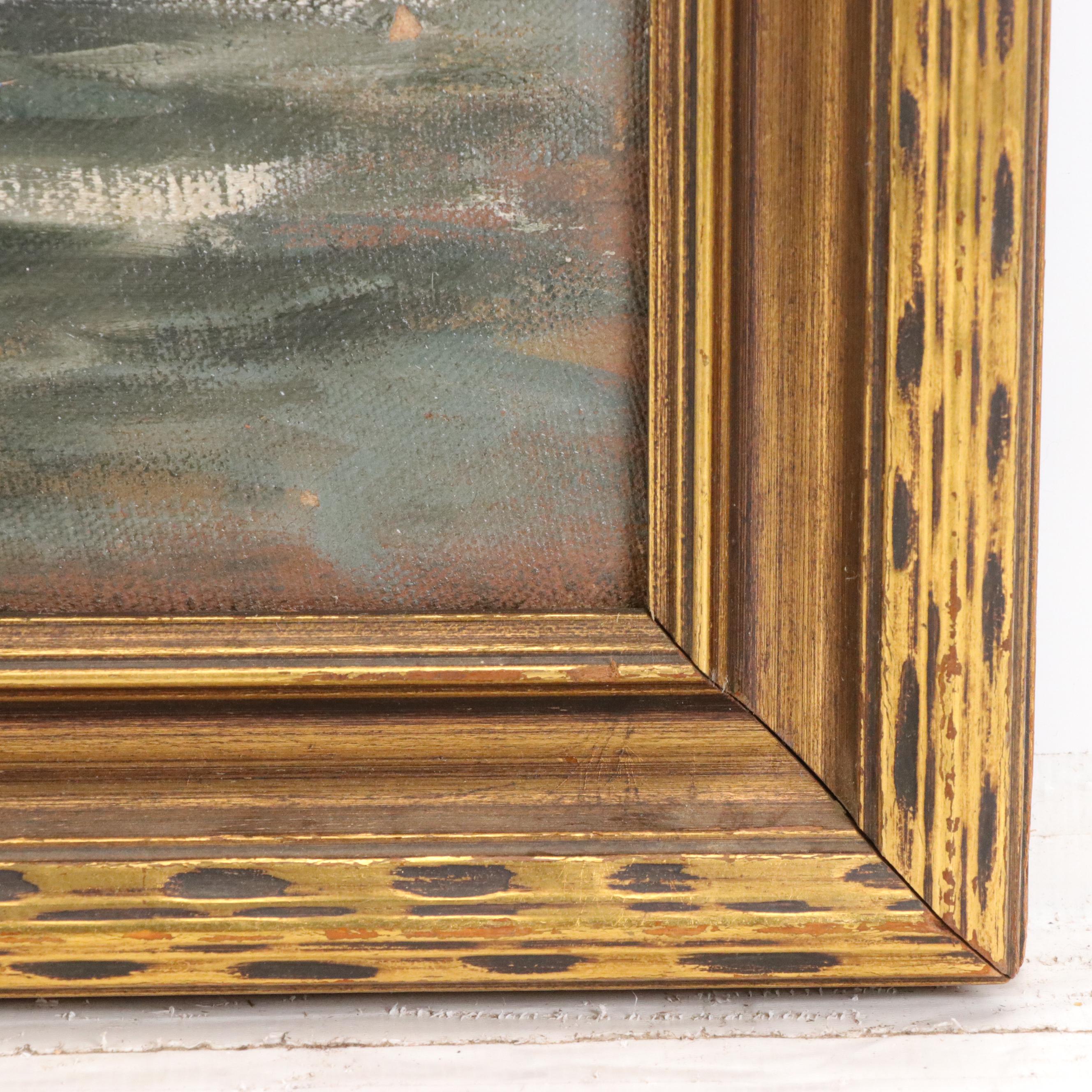 Harold Yeiter Western Genre Oil Painting of Naitve Americans on Horseback, 1931