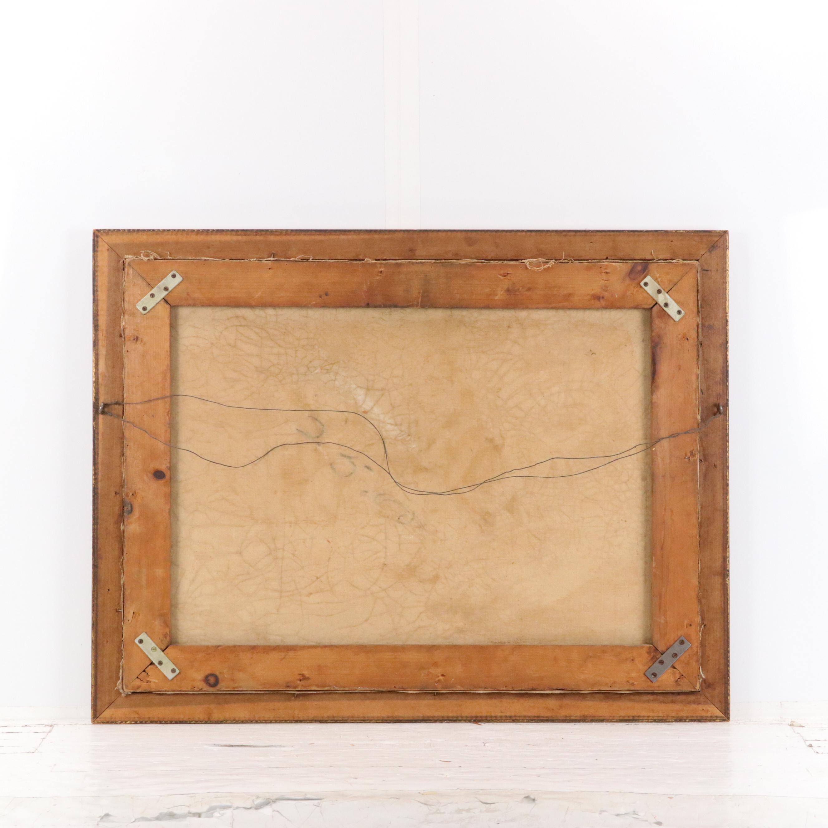 Harold Yeiter Western Genre Oil Painting of Naitve Americans on Horseback, 1931