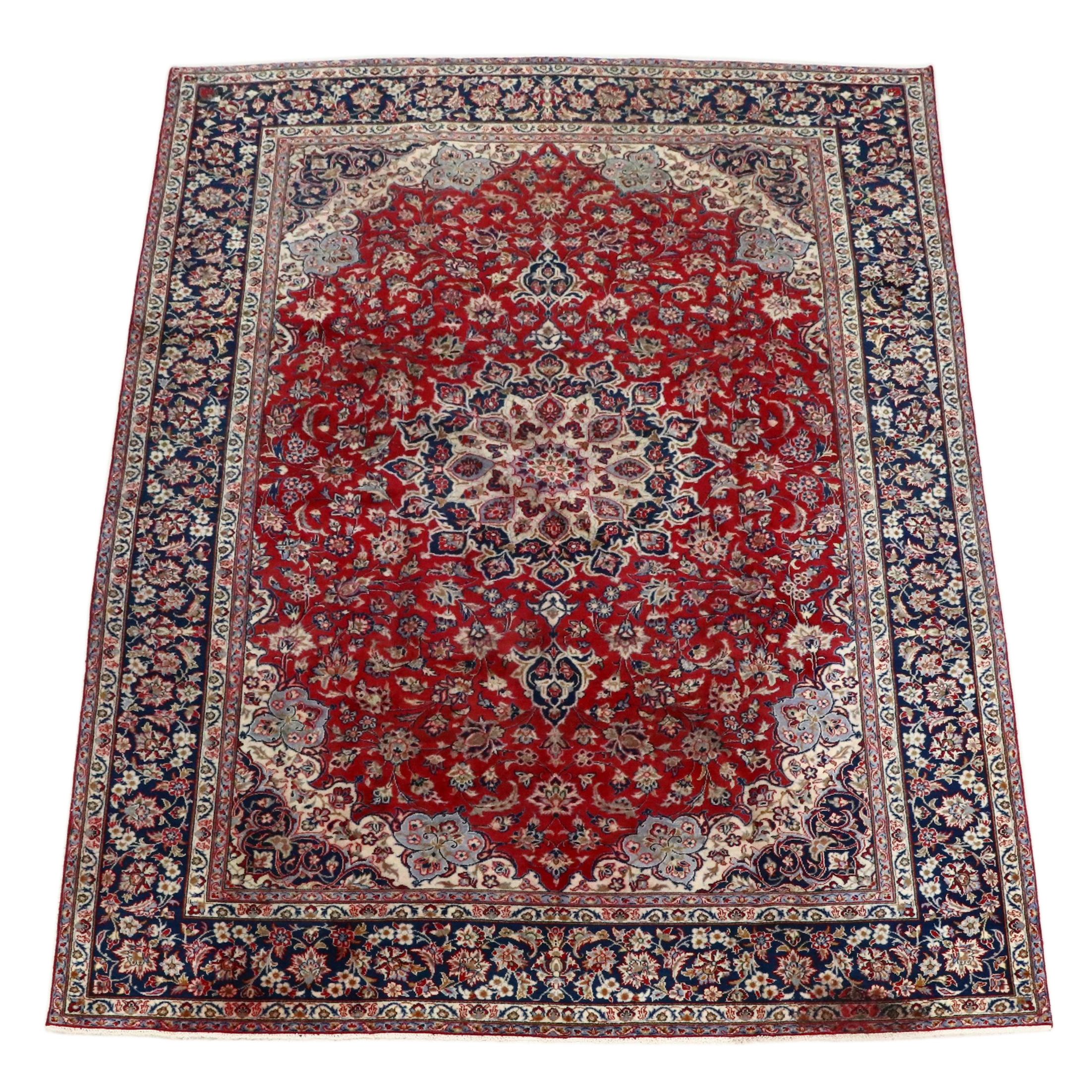 8'11 x 12'11 Hand-Knotted Persian Mashhad Room-Sized Rug