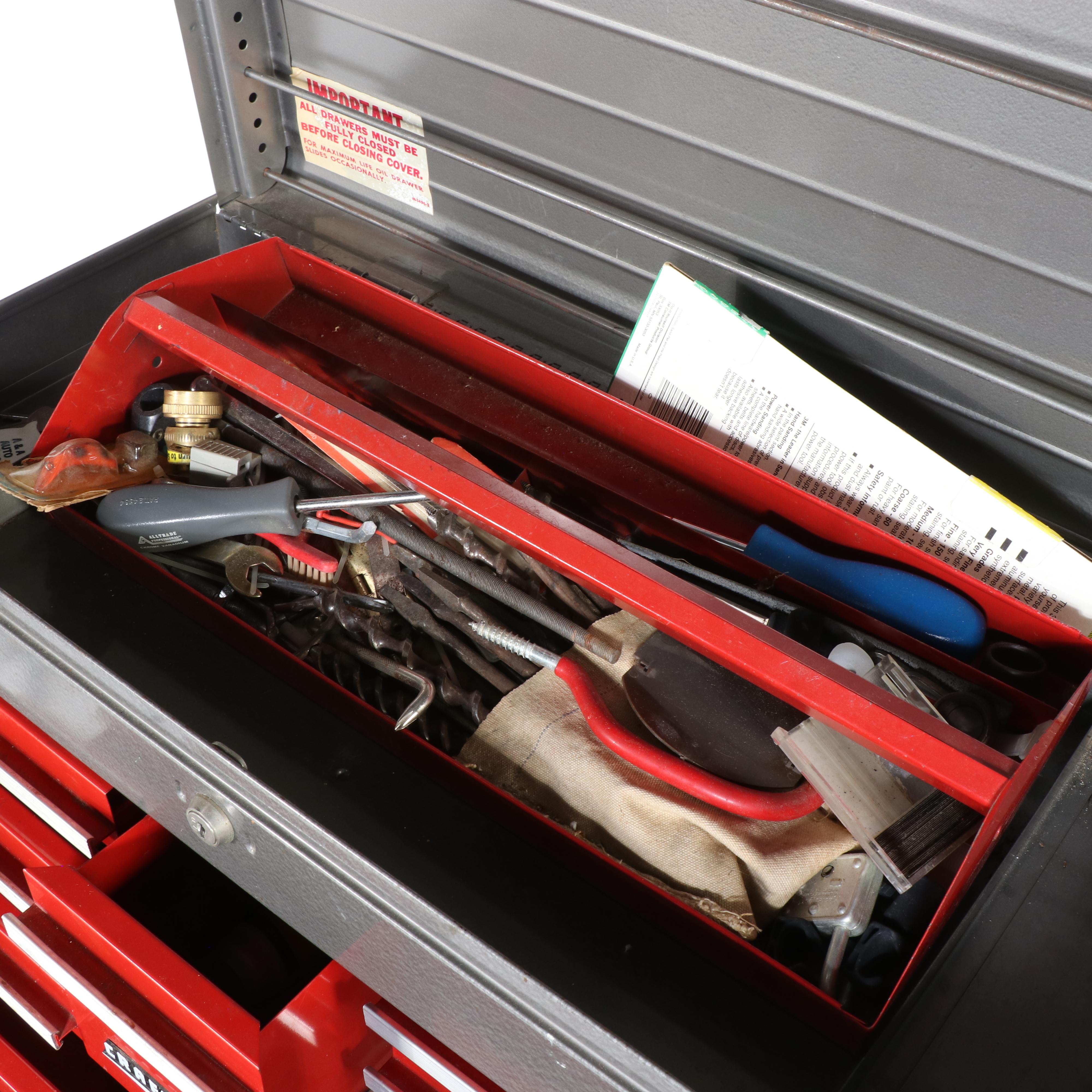 Craftsman Tool Chest with Griott's Garage Stool and Assorted Hand Tools
