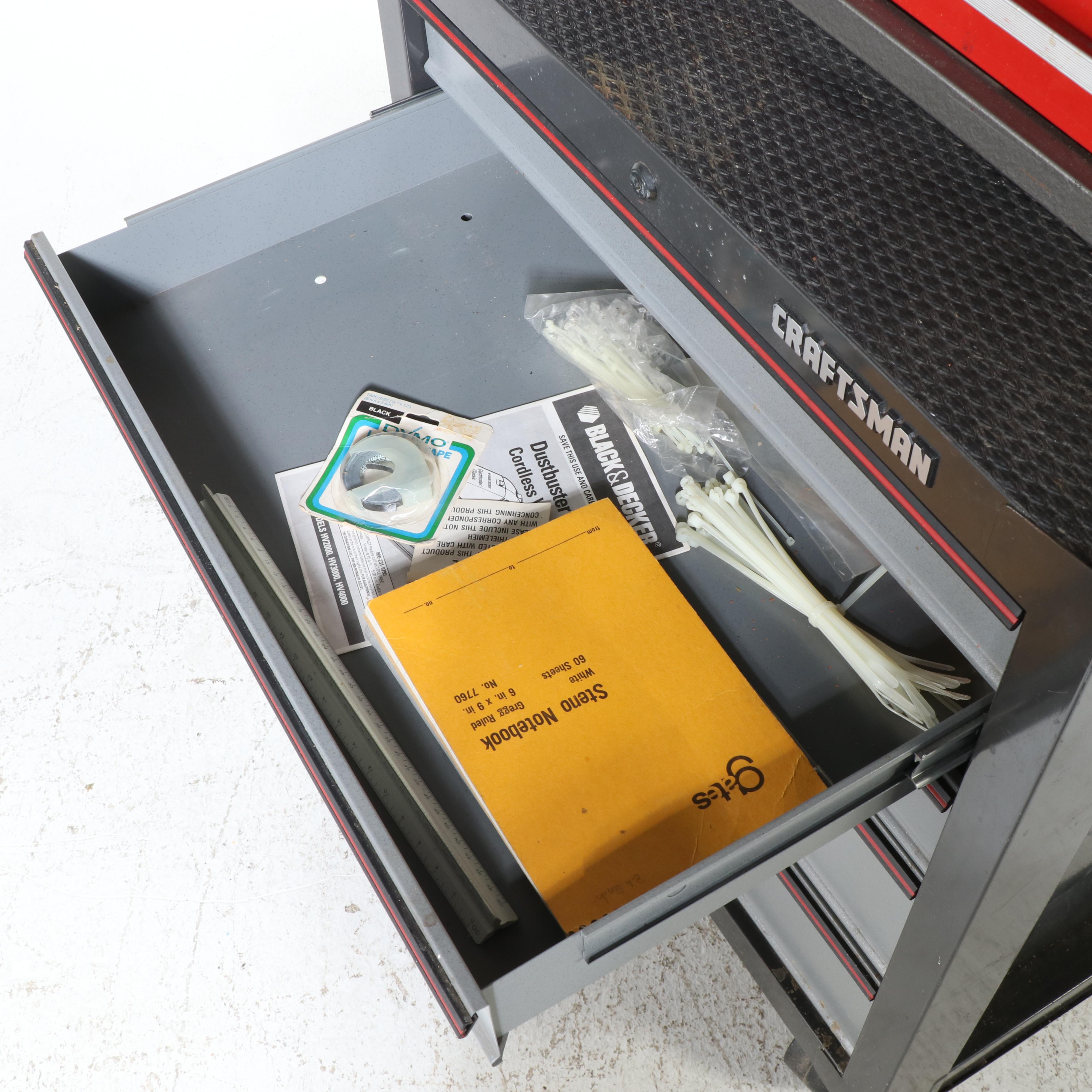 Craftsman Tool Chest with Griott's Garage Stool and Assorted Hand Tools