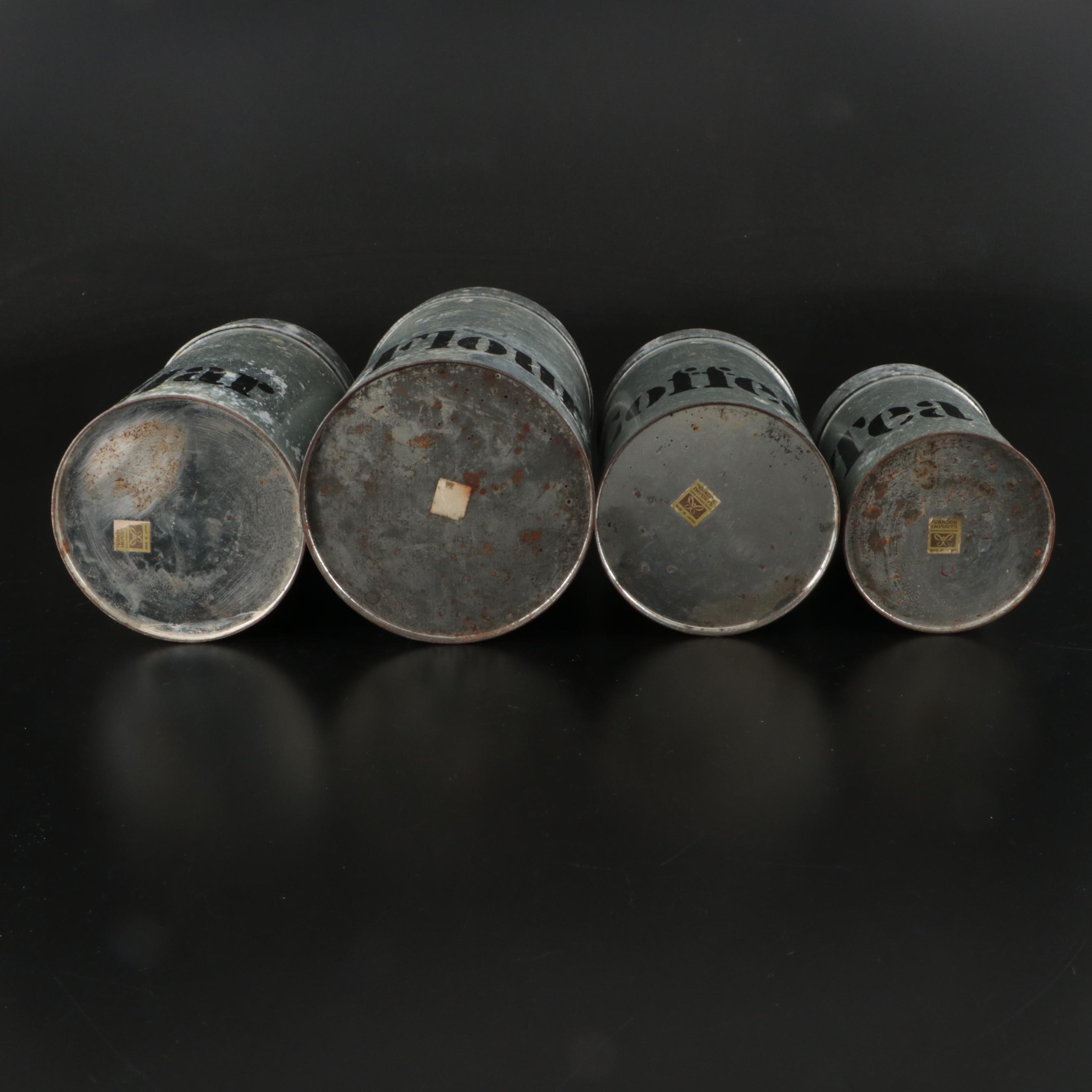 8 Qt Ceramic Dough Bowl with Galvanized Steel Canisters and Wire Basket