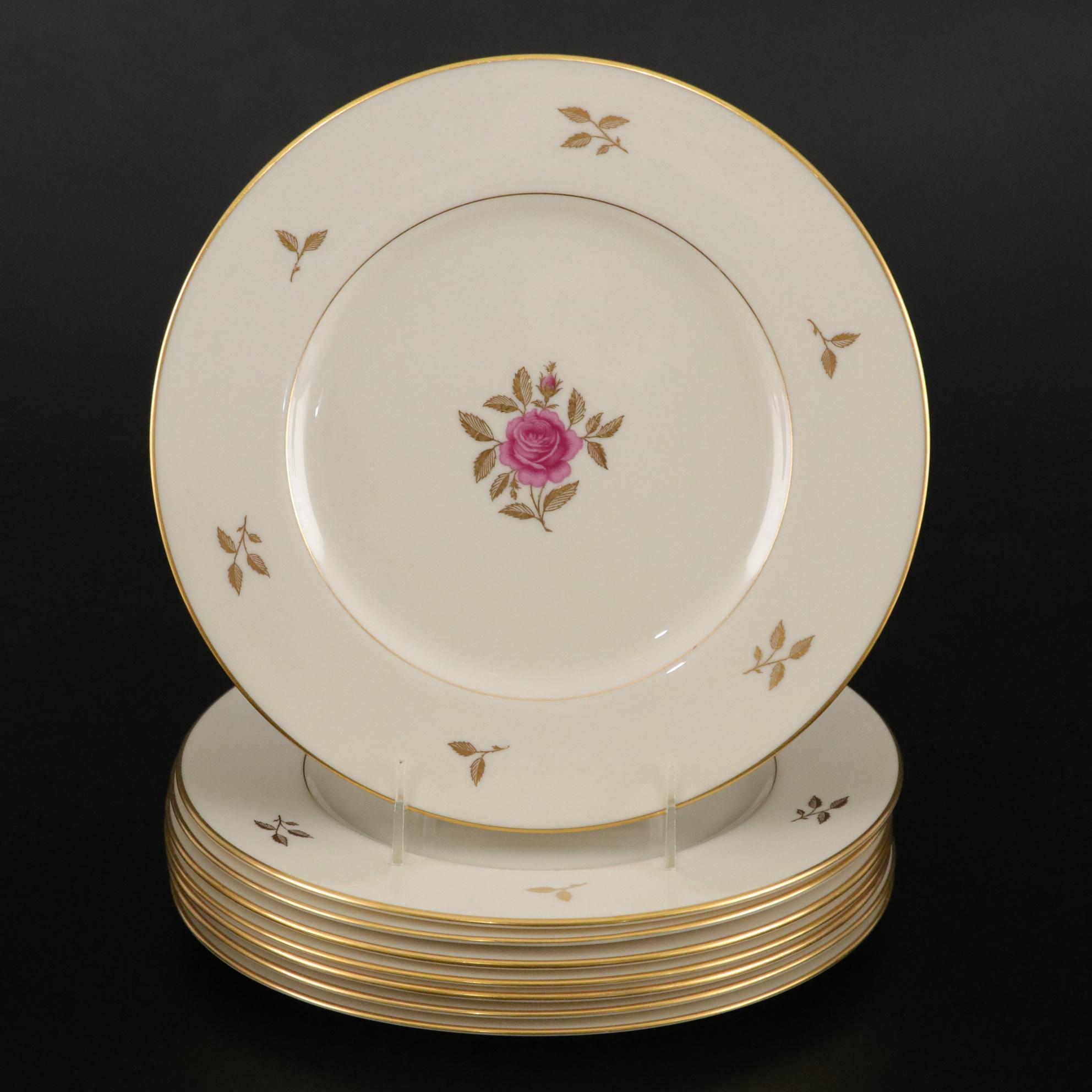 Lenox "Rhodora" Dinnerware Including Plates, Teacups and Saucers