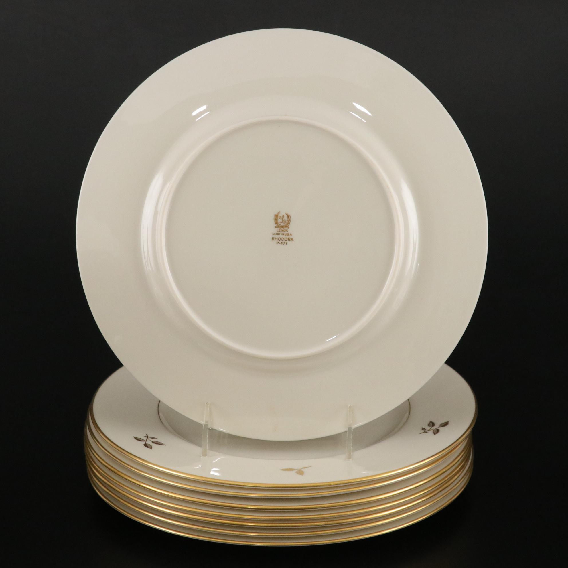 Lenox "Rhodora" Dinnerware Including Plates, Teacups and Saucers