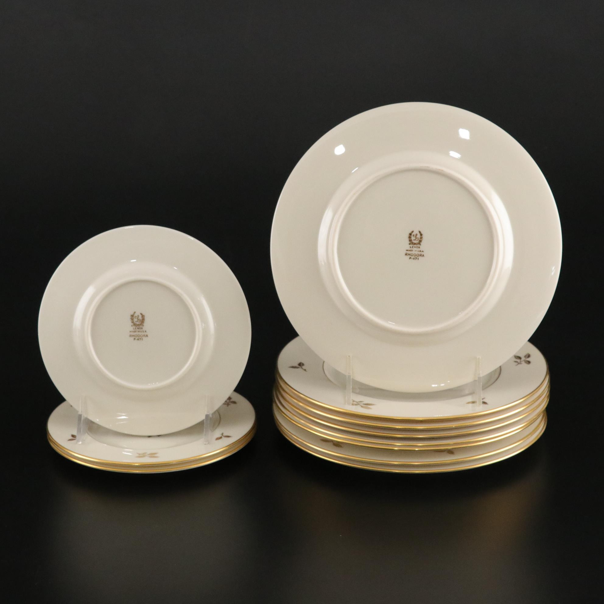 Lenox "Rhodora" Dinnerware Including Plates, Teacups and Saucers