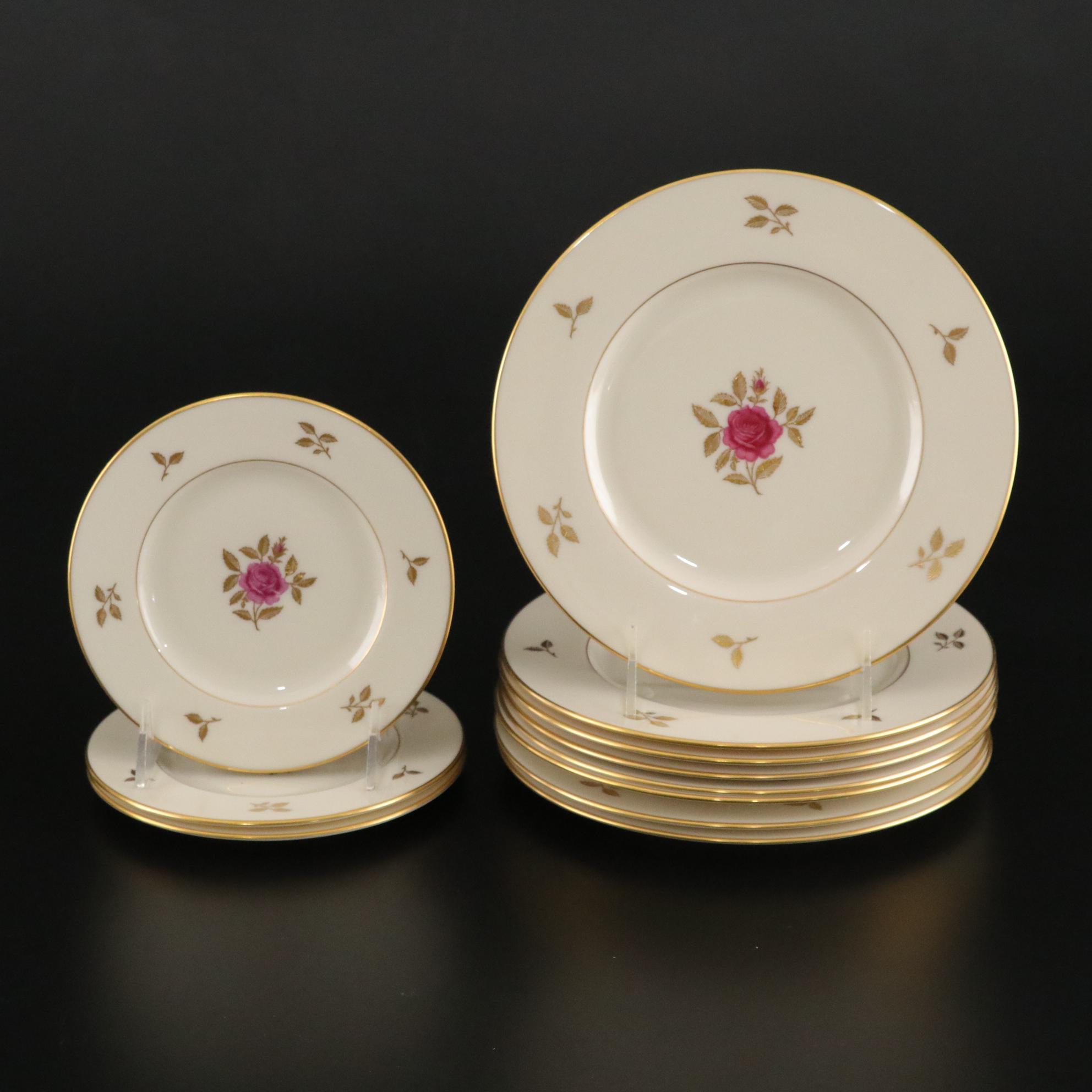 Lenox "Rhodora" Dinnerware Including Plates, Teacups and Saucers