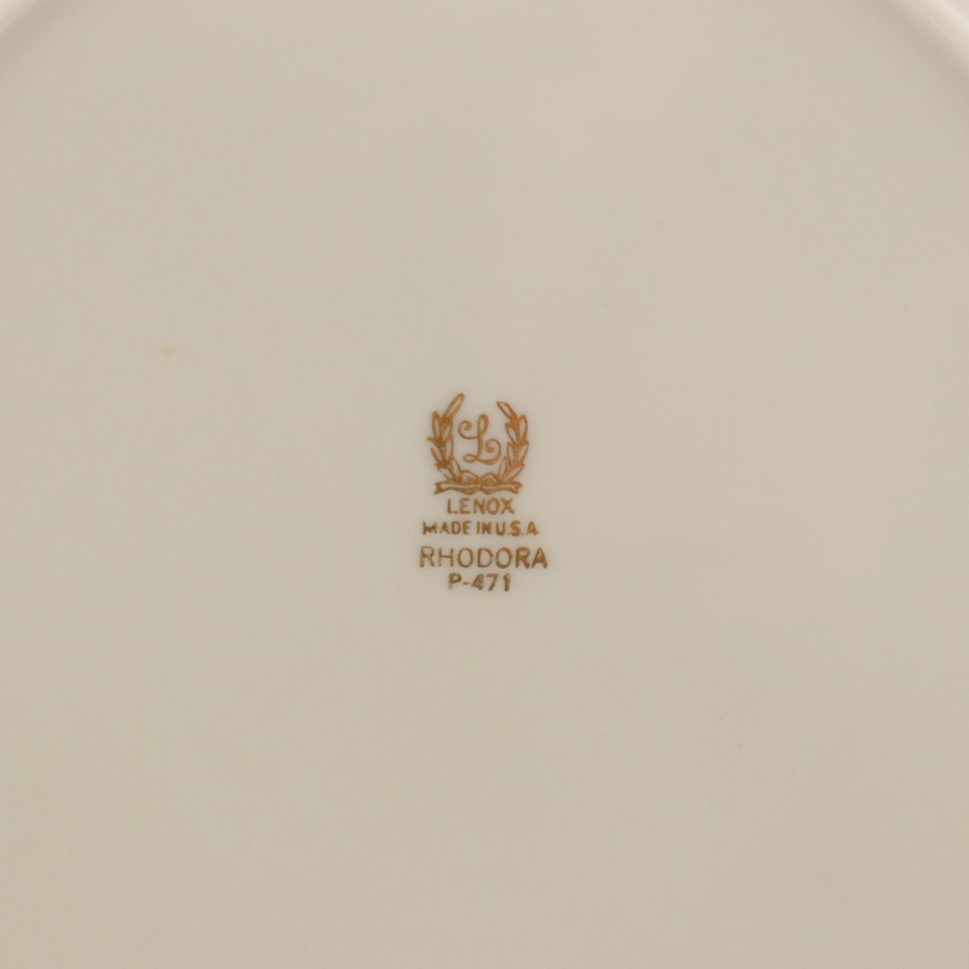 Lenox "Rhodora" Dinnerware Including Plates, Teacups and Saucers