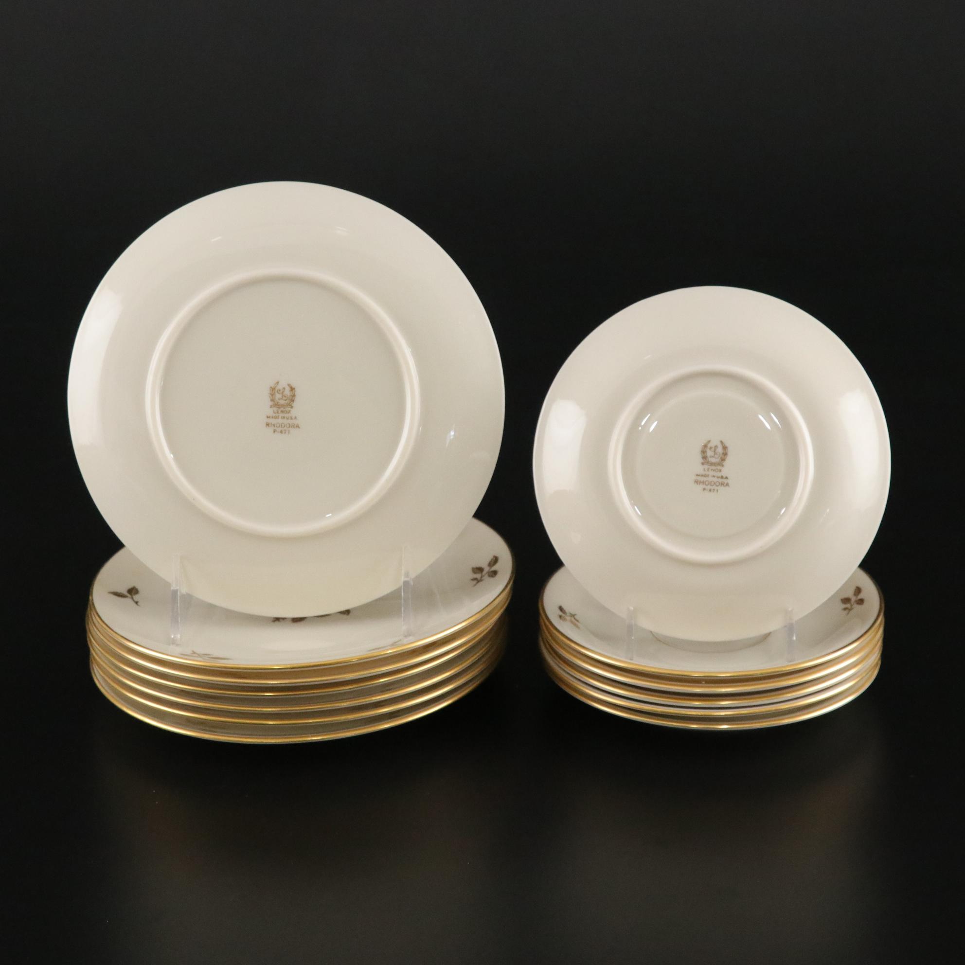 Lenox "Rhodora" Dinnerware Including Plates, Teacups and Saucers