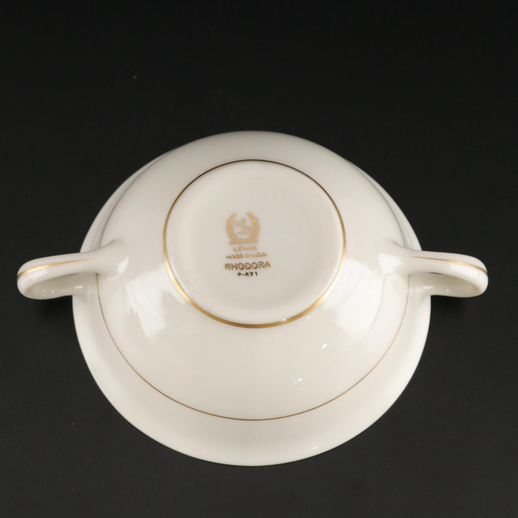 Lenox "Rhodora" Dinnerware Including Plates, Teacups and Saucers