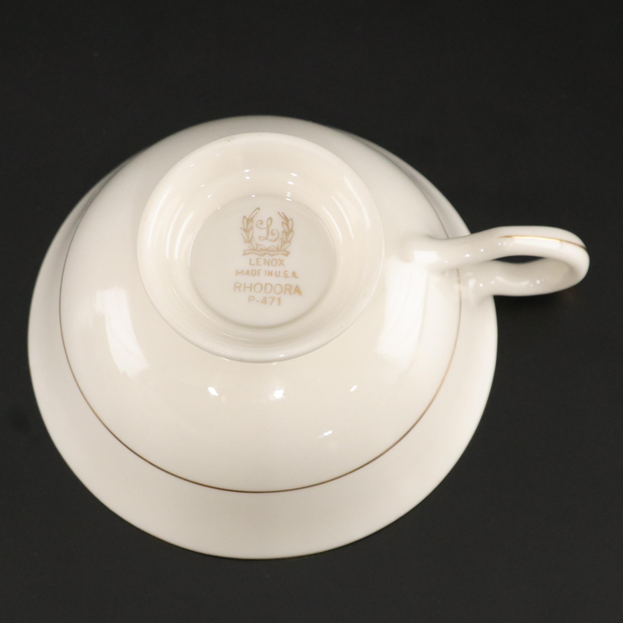 Lenox "Rhodora" Dinnerware Including Plates, Teacups and Saucers