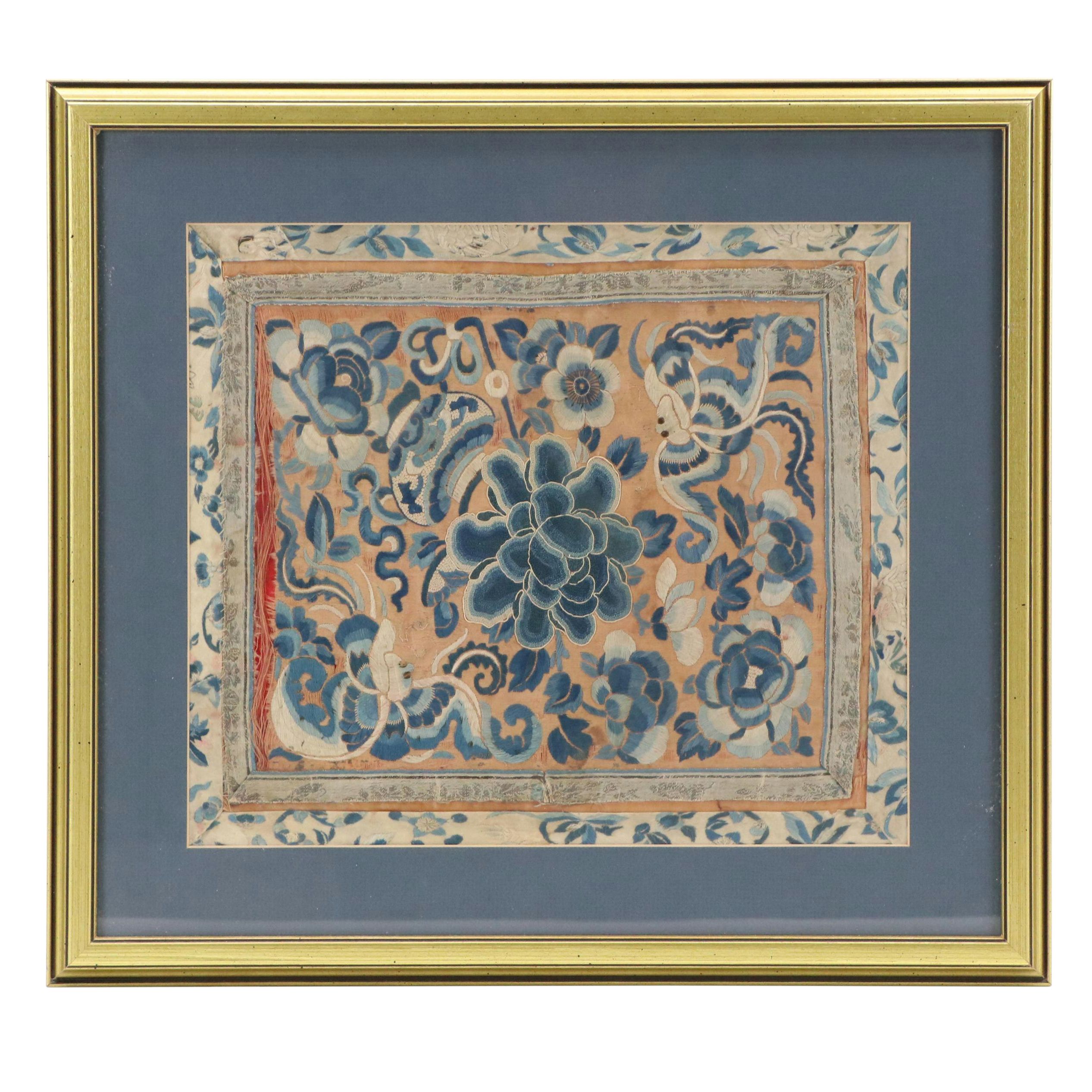 Late Qing Dynasty Chinese Silk Embroidery Panel