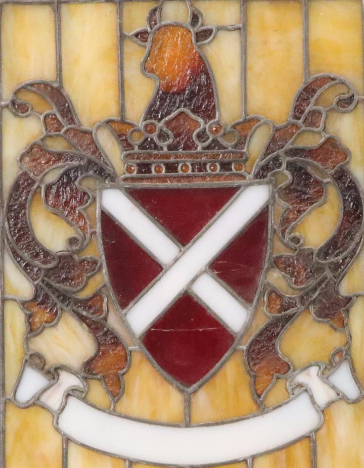 Pair of Heraldic Leaded Stained Glass Window Panels