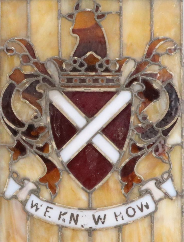 Pair of Heraldic Leaded Stained Glass Window Panels