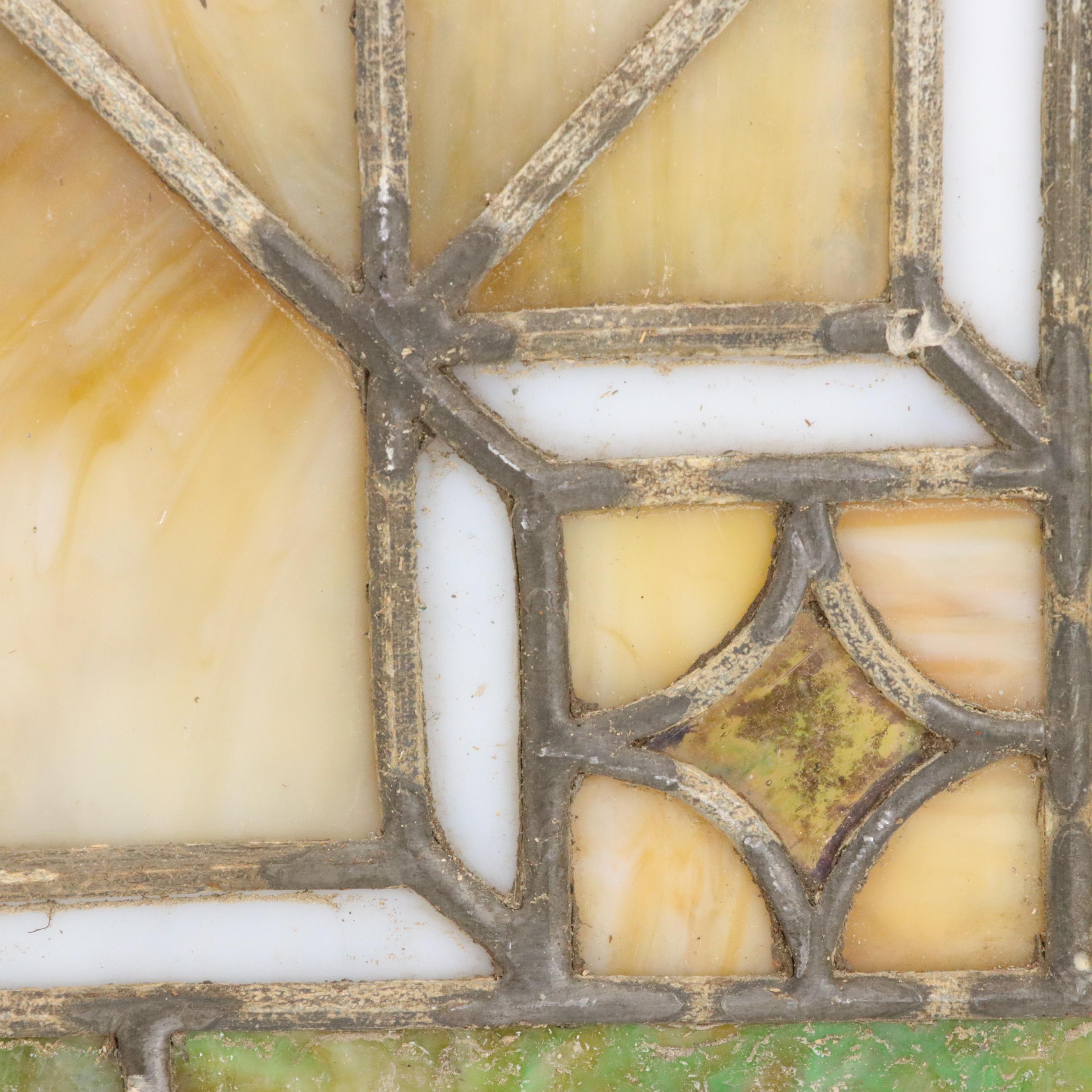 Pair of Heraldic Leaded Stained Glass Window Panels