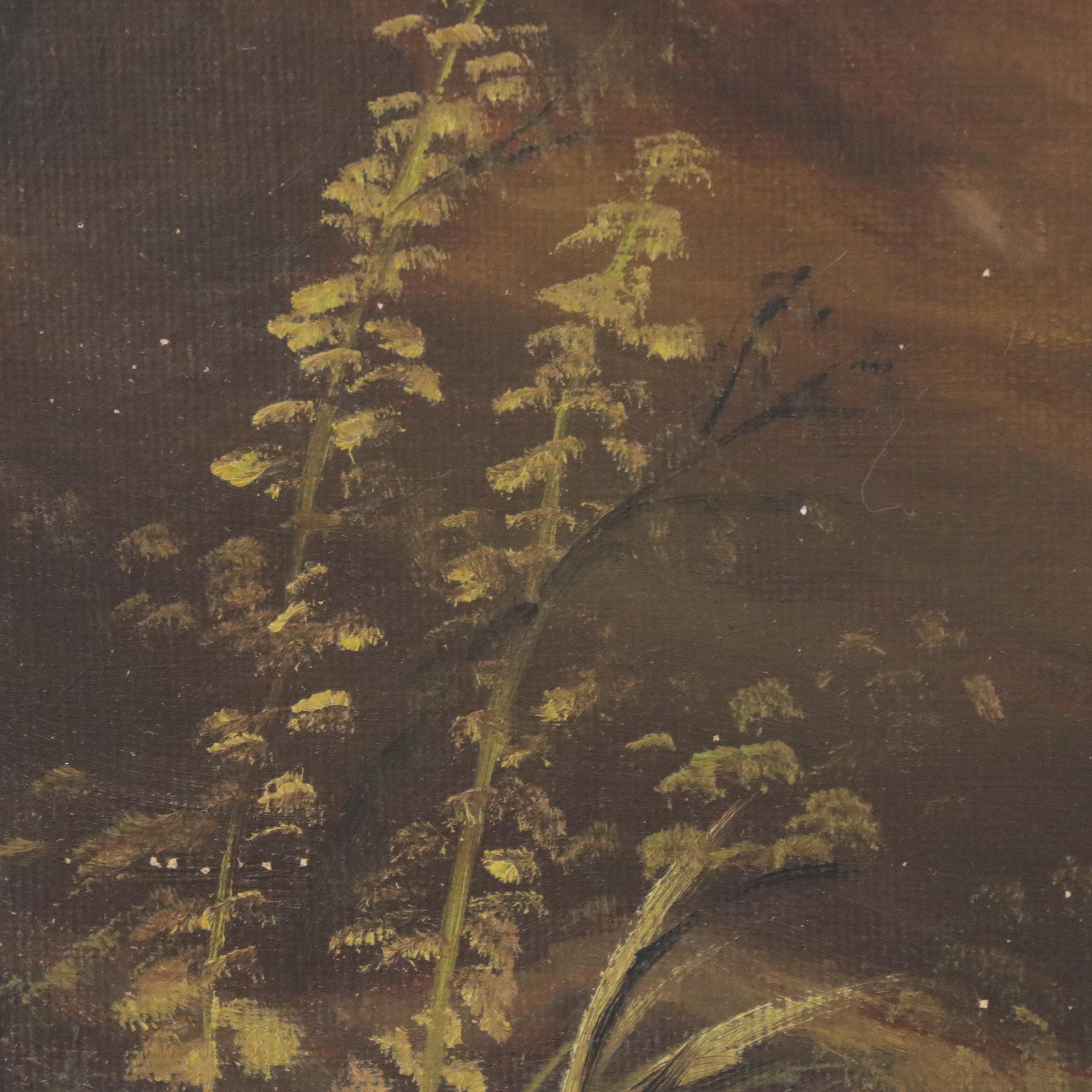 Wooded Landscape Oil Painting with Creek, 20th Century