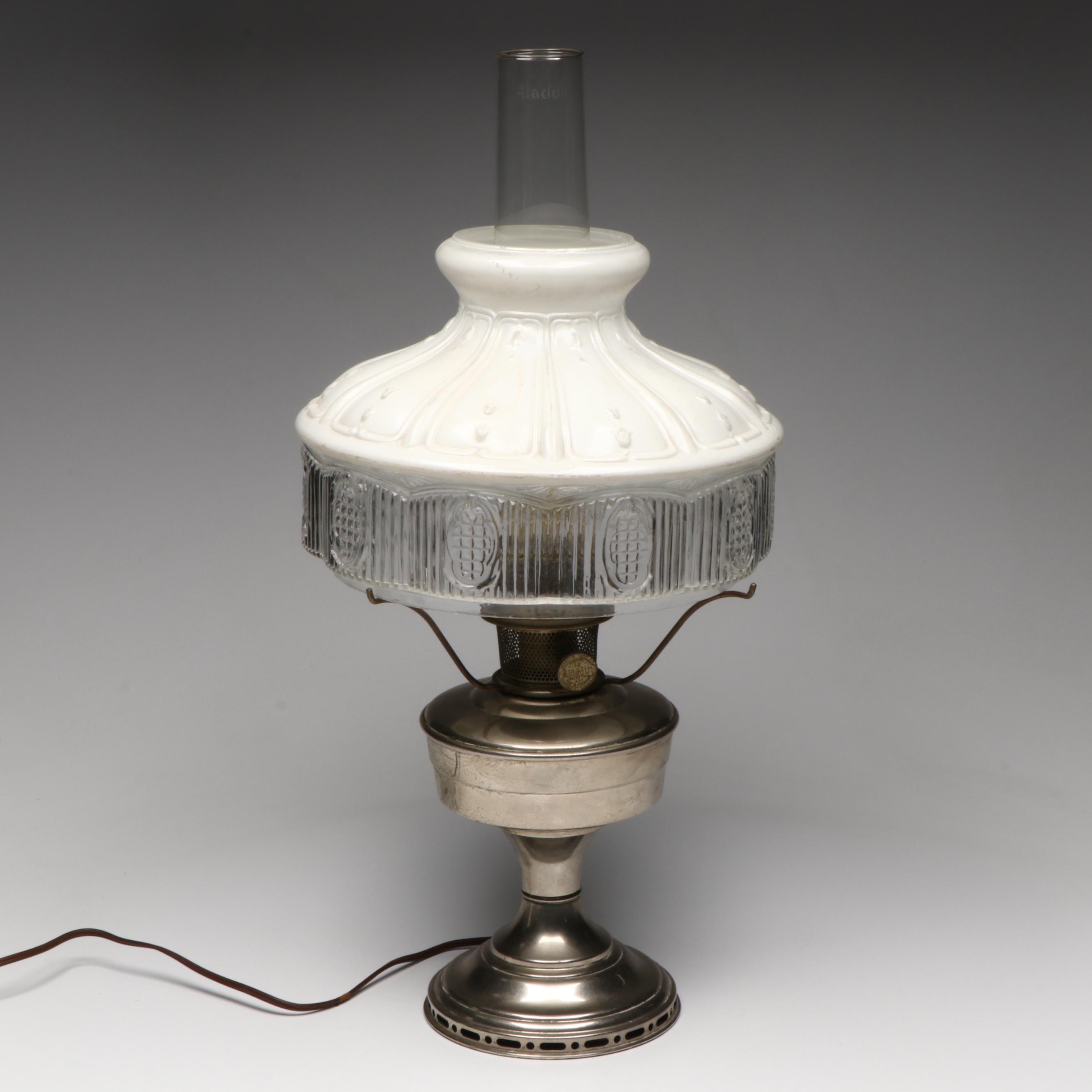 Polished Metal Aladdin Model 12 Oil Parlor Lamp, Adapted Mid-20th Century