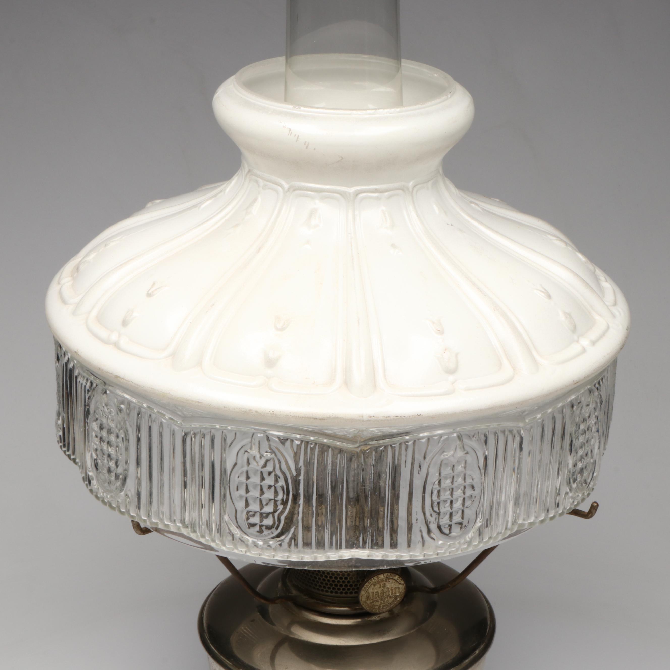 Polished Metal Aladdin Model 12 Oil Parlor Lamp, Adapted Mid-20th Century