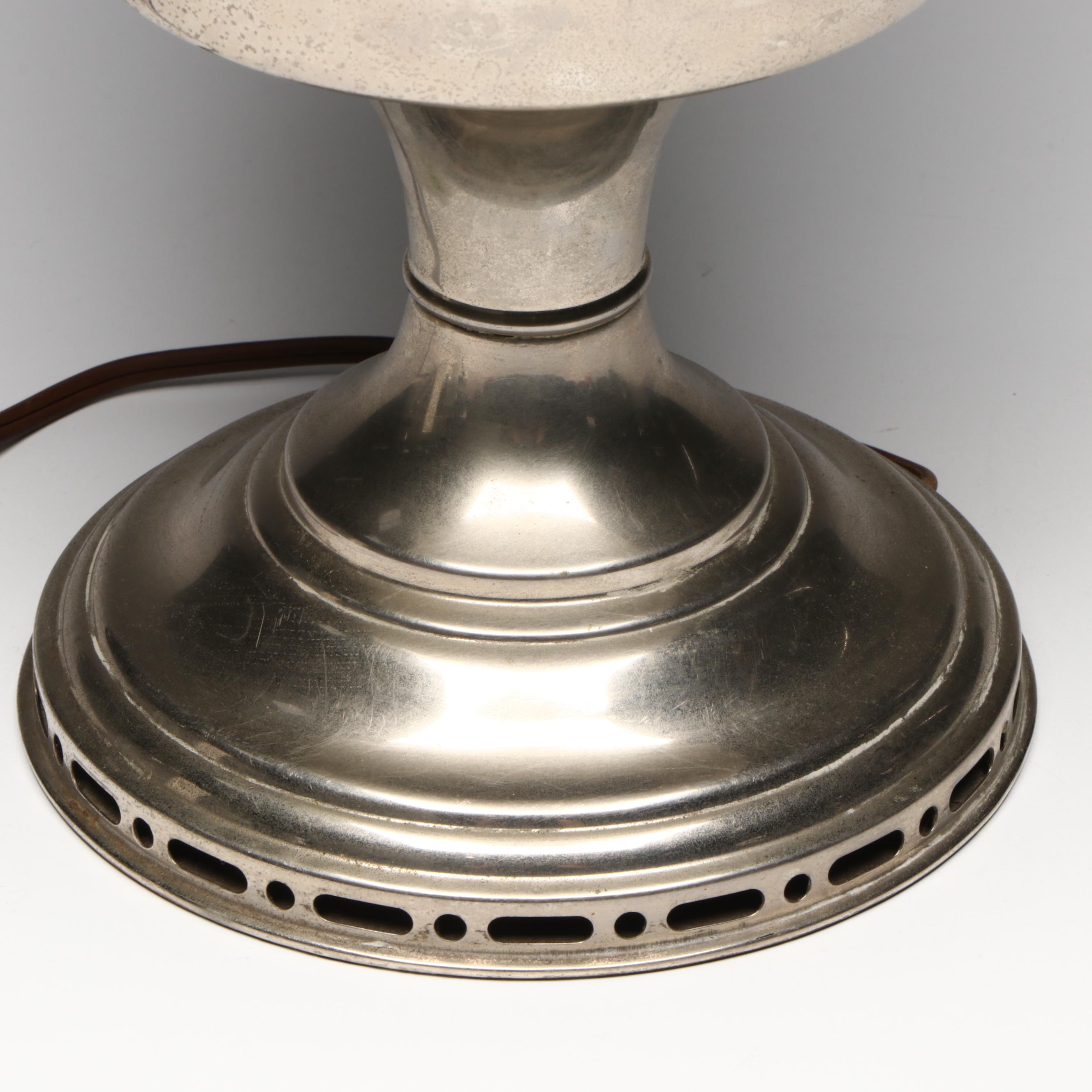 Polished Metal Aladdin Model 12 Oil Parlor Lamp, Adapted Mid-20th Century