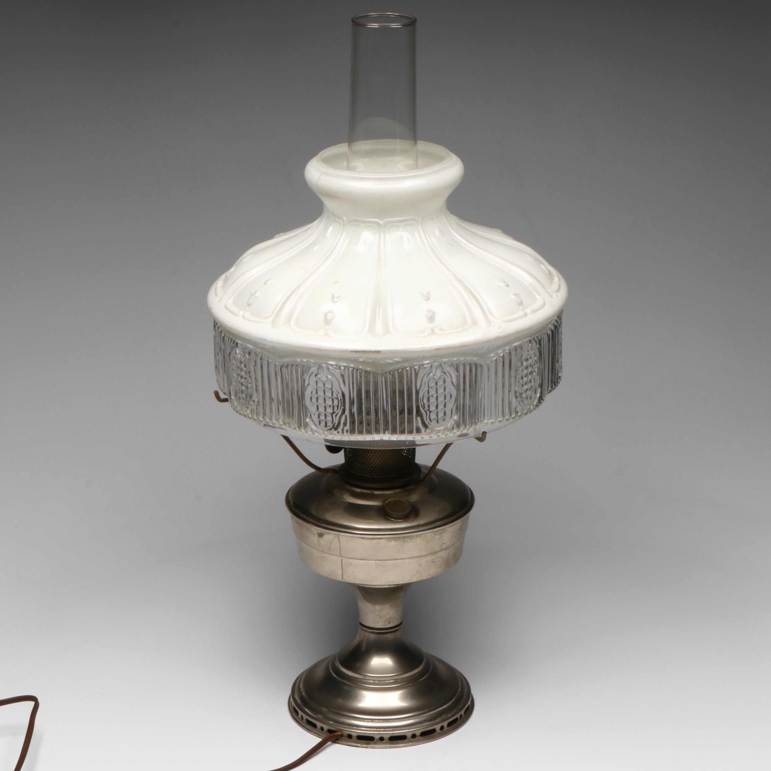 Polished Metal Aladdin Model 12 Oil Parlor Lamp, Adapted Mid-20th Century