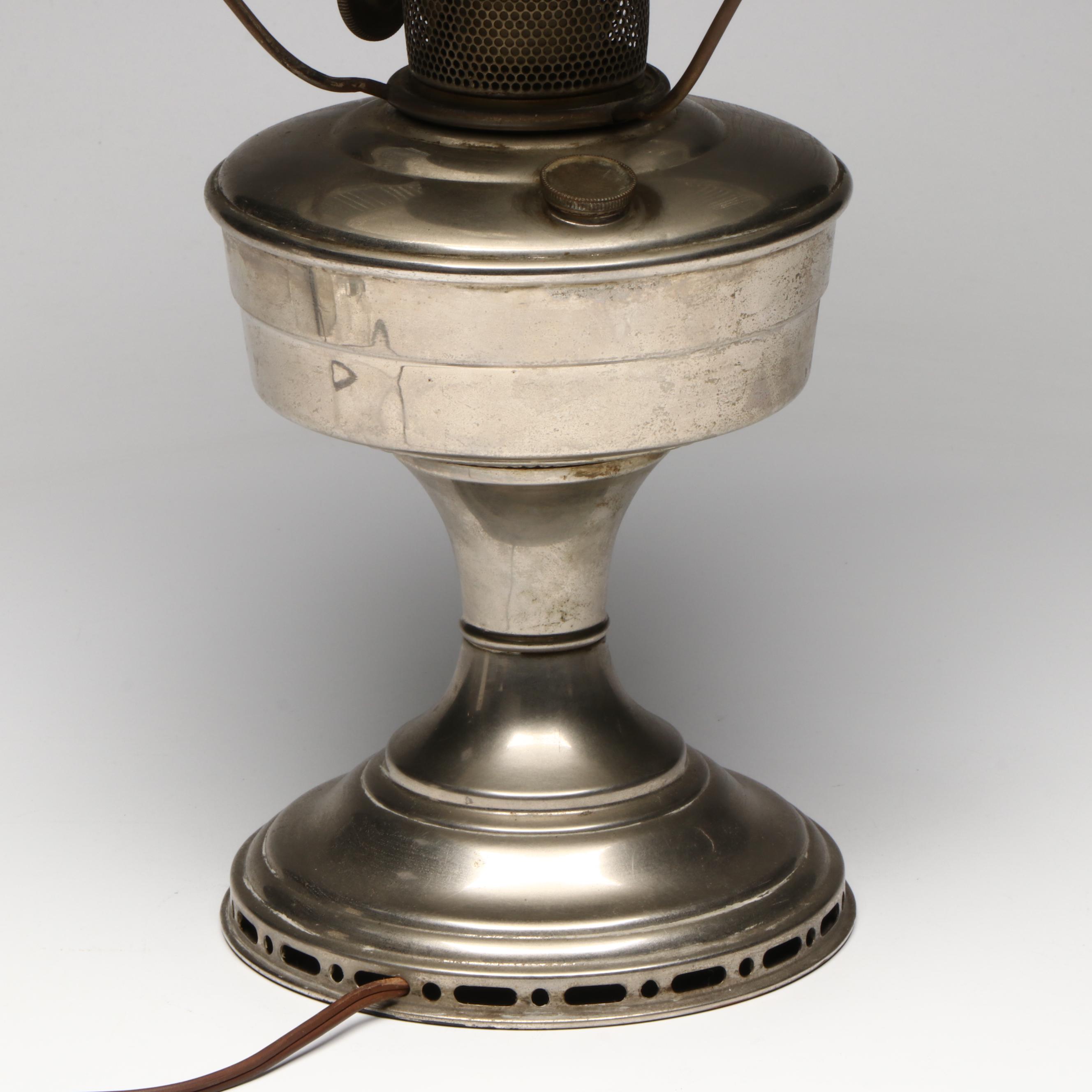 Polished Metal Aladdin Model 12 Oil Parlor Lamp, Adapted Mid-20th Century