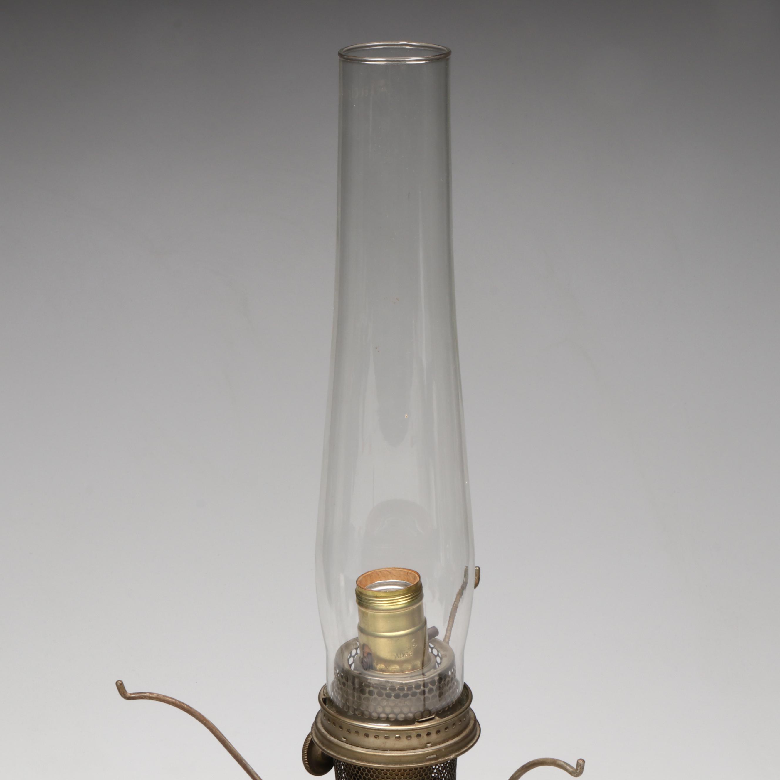 Polished Metal Aladdin Model 12 Oil Parlor Lamp, Adapted Mid-20th Century