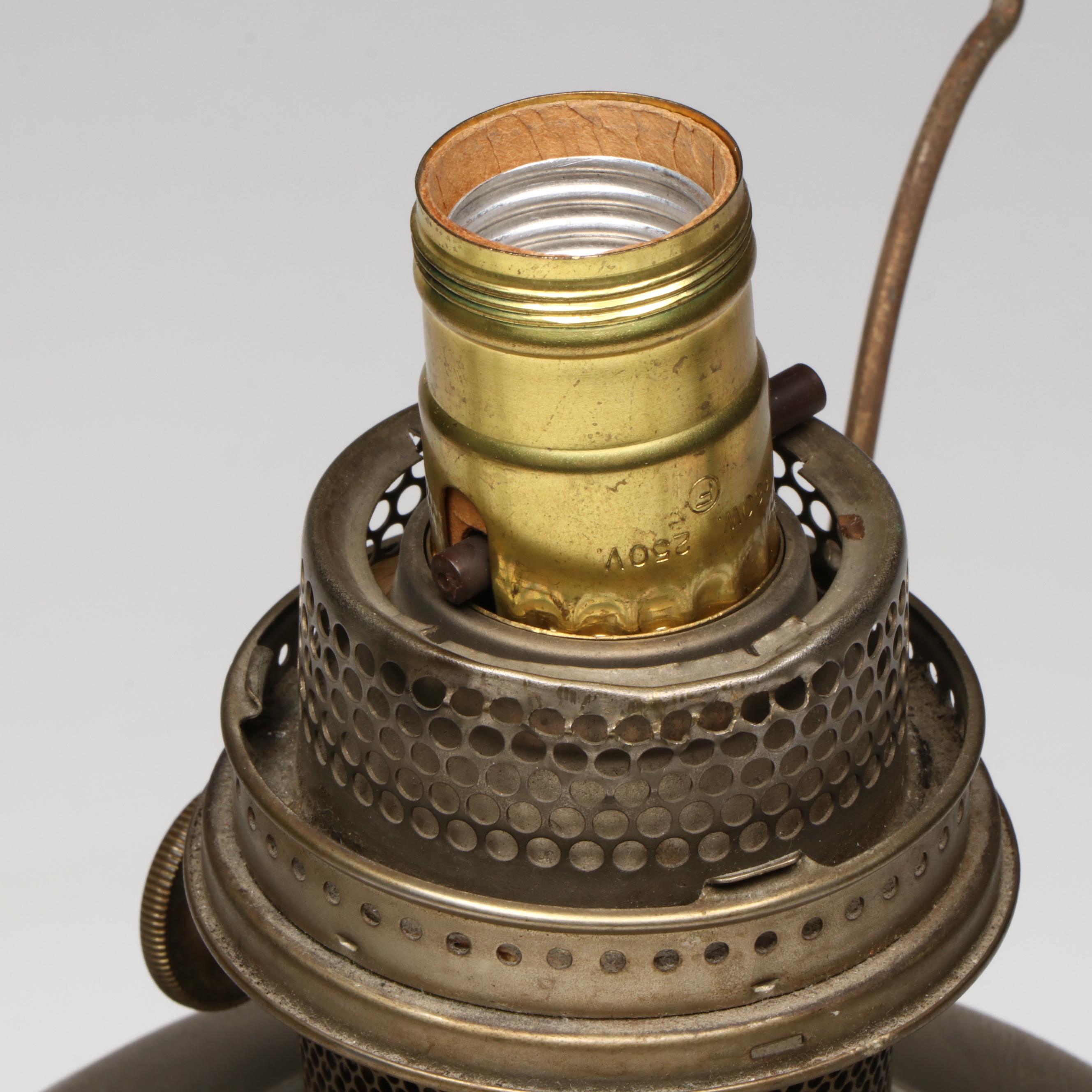 Polished Metal Aladdin Model 12 Oil Parlor Lamp, Adapted Mid-20th Century