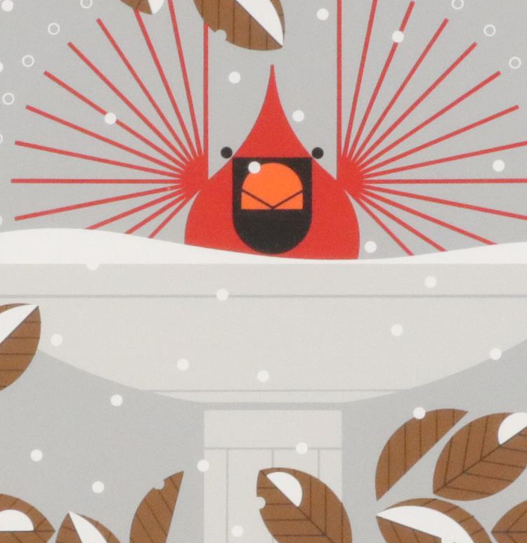 Charley Harper Modernist Serigraph "Brrrrrdbath," 1986
