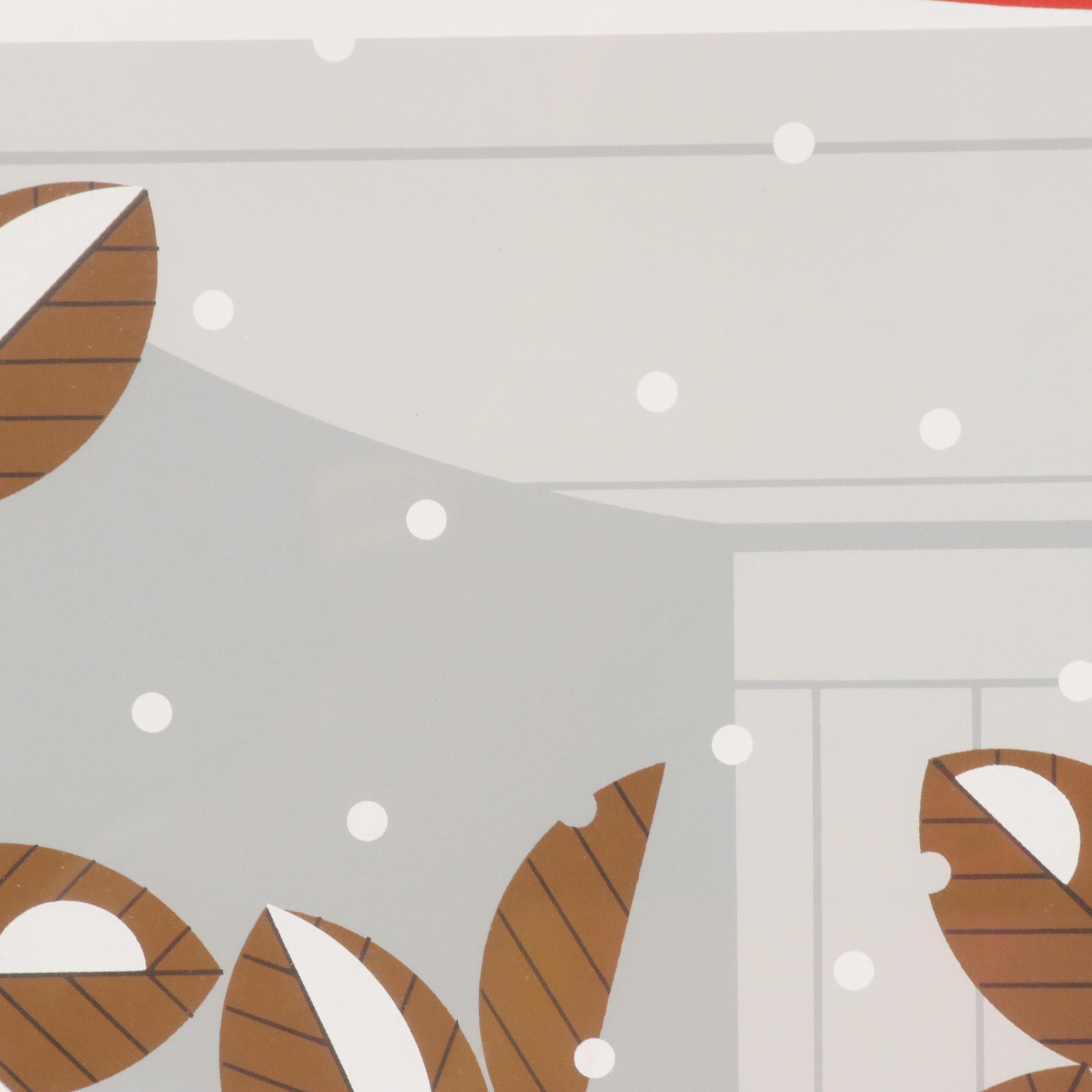 Charley Harper Modernist Serigraph "Brrrrrdbath," 1986