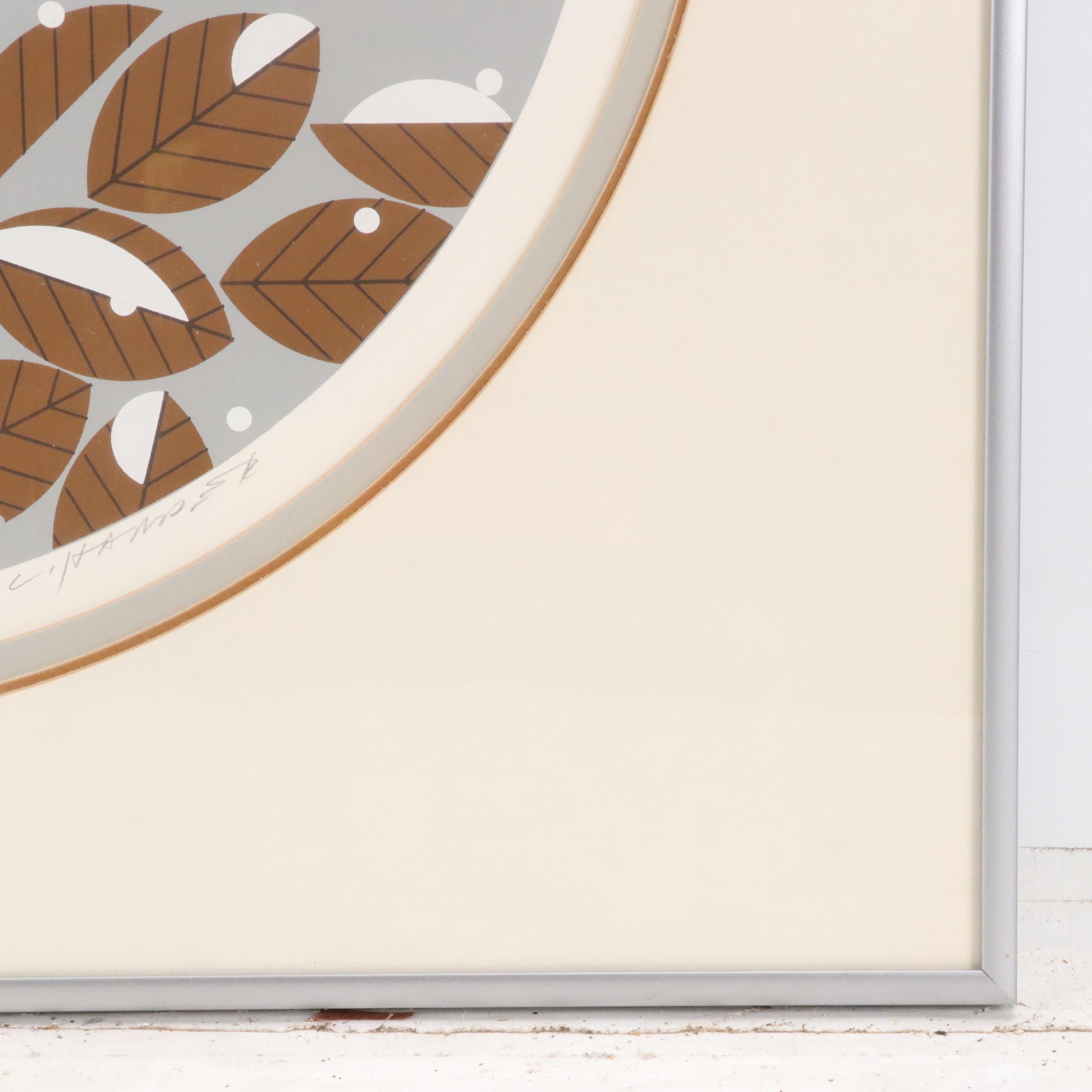 Charley Harper Modernist Serigraph "Brrrrrdbath," 1986