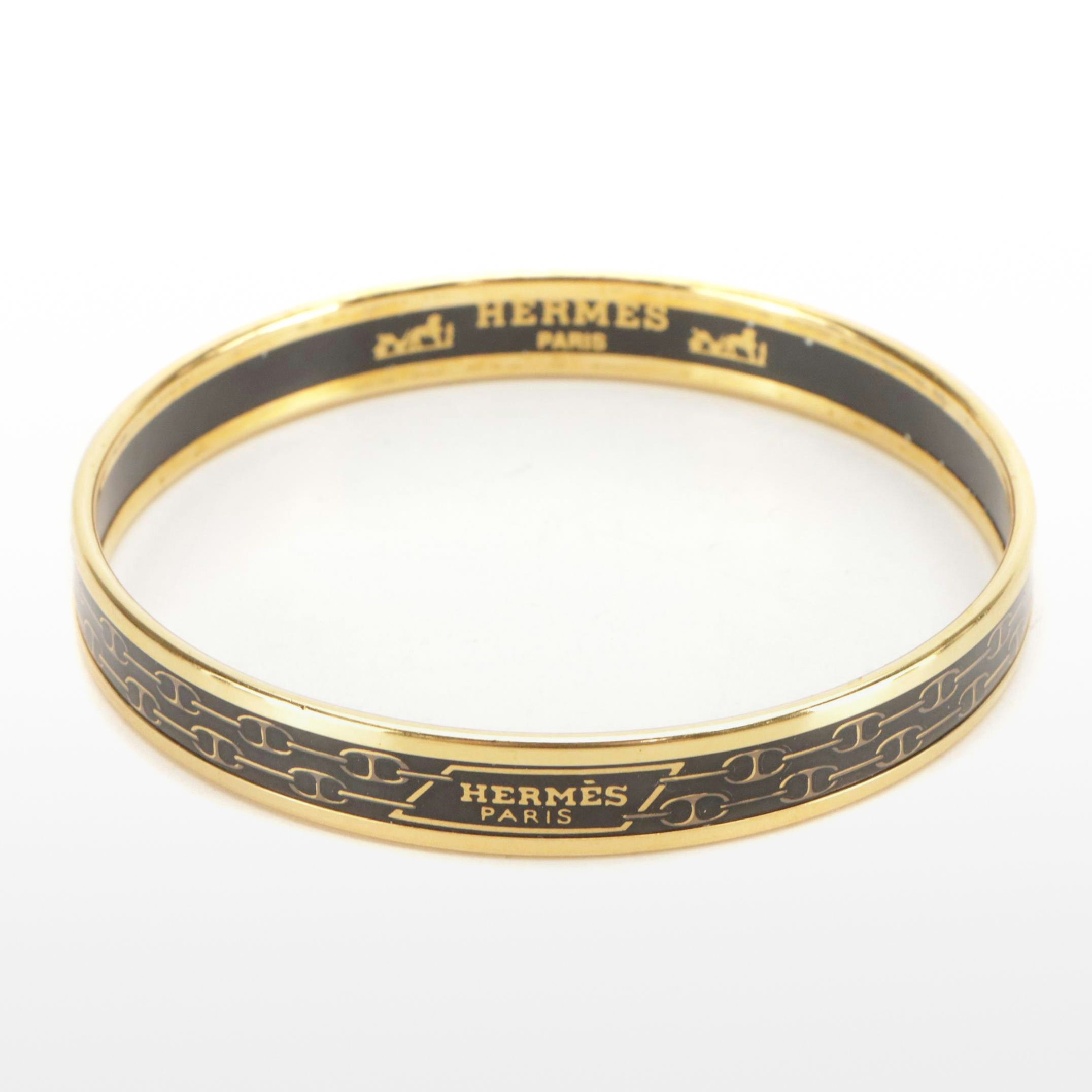 Hermès Chaine D' ancre Narrow Black Enamel Bangle