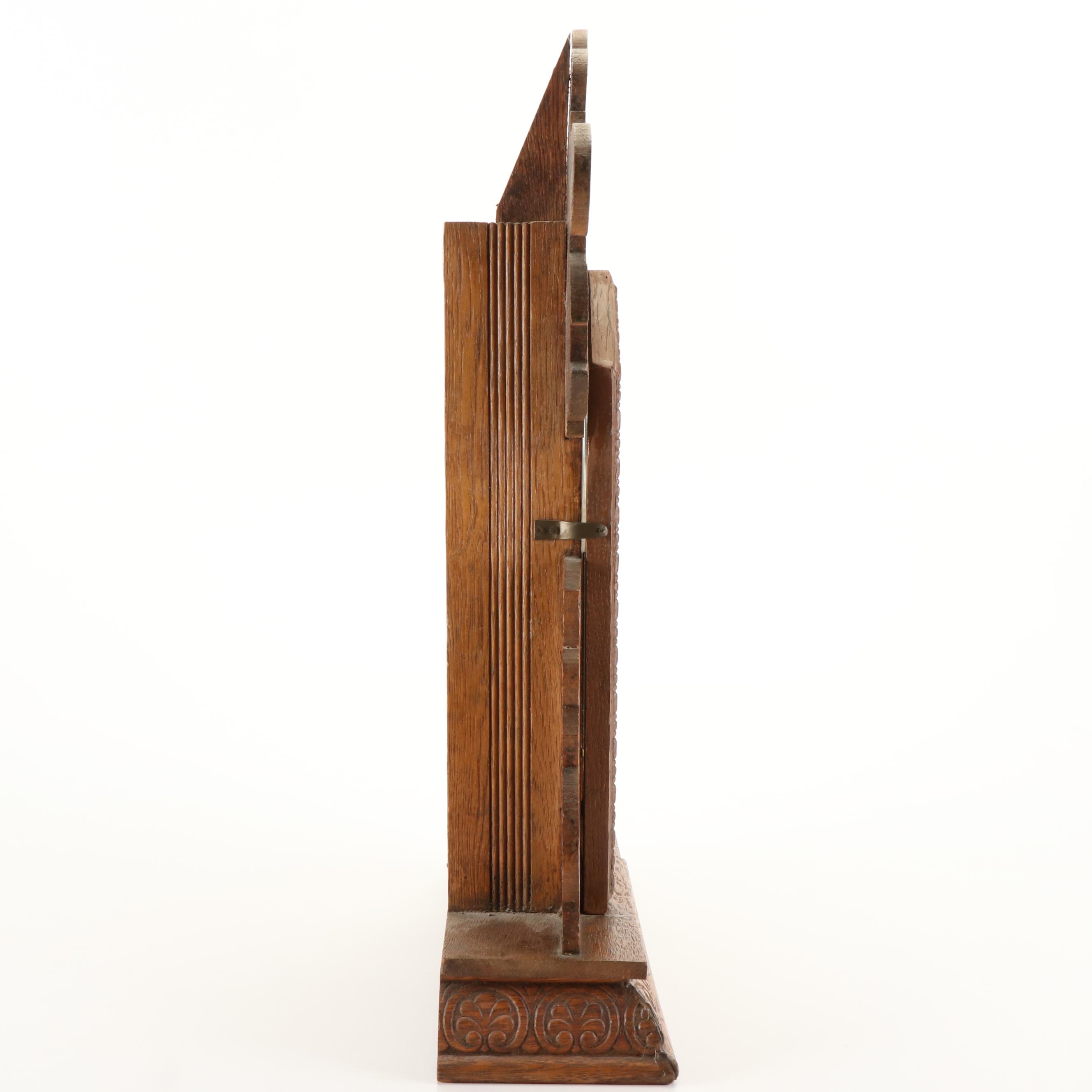 Ingrahm Victorian Pressed Oak Kitchen Clock, Late 19th/ Early 20th Century