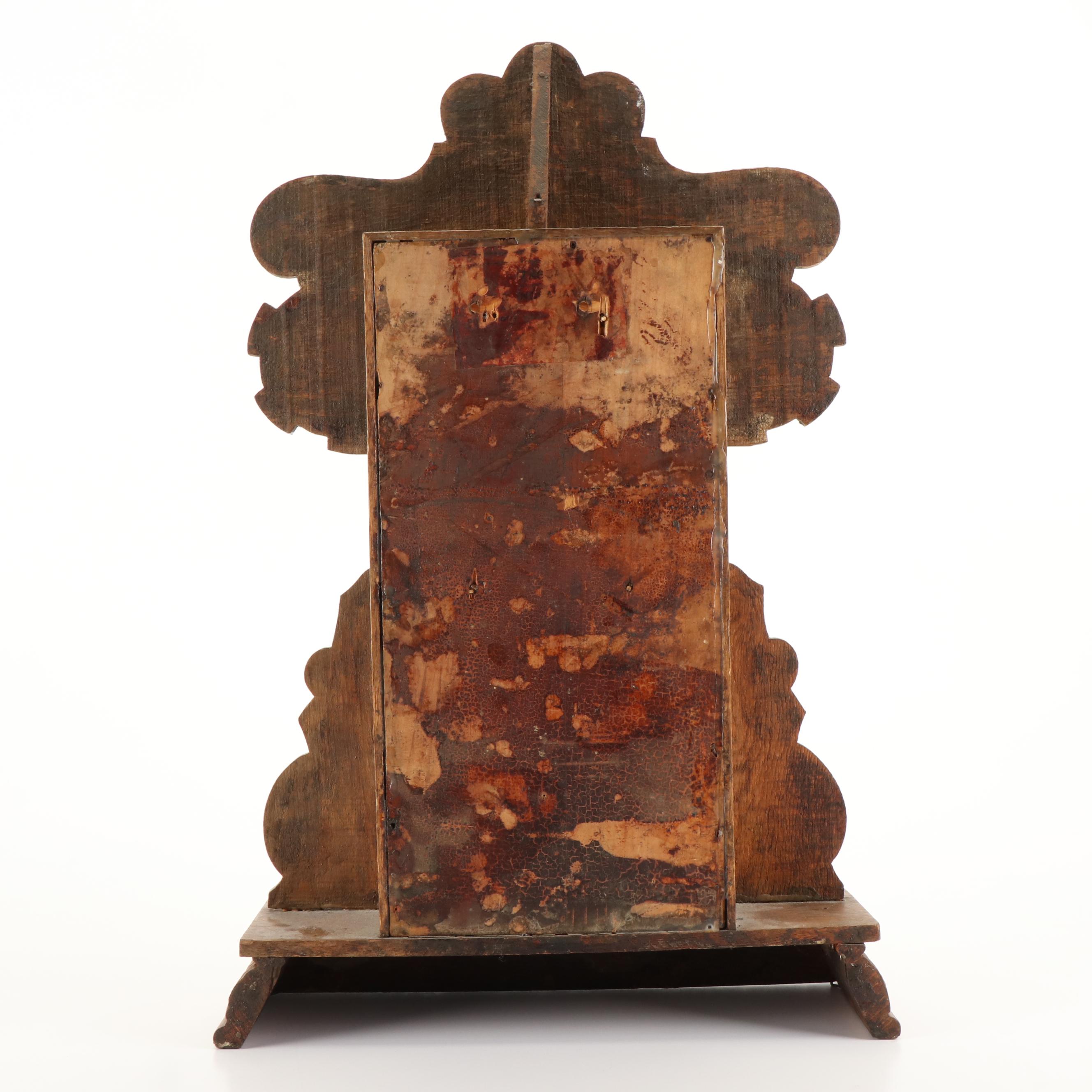 Ingrahm Victorian Pressed Oak Kitchen Clock, Late 19th/ Early 20th Century