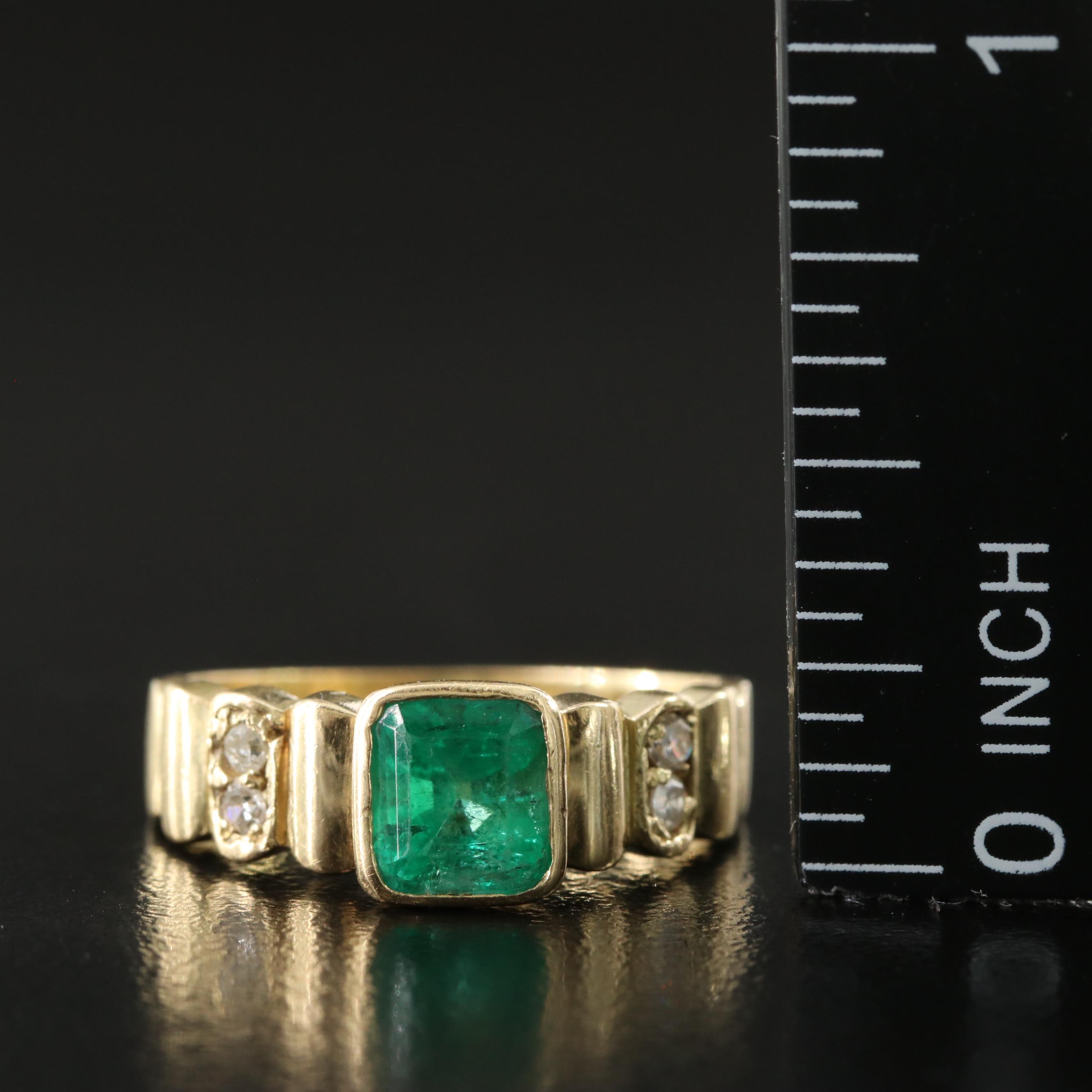 18K 1.15 CT Emerald and Diamond Ring