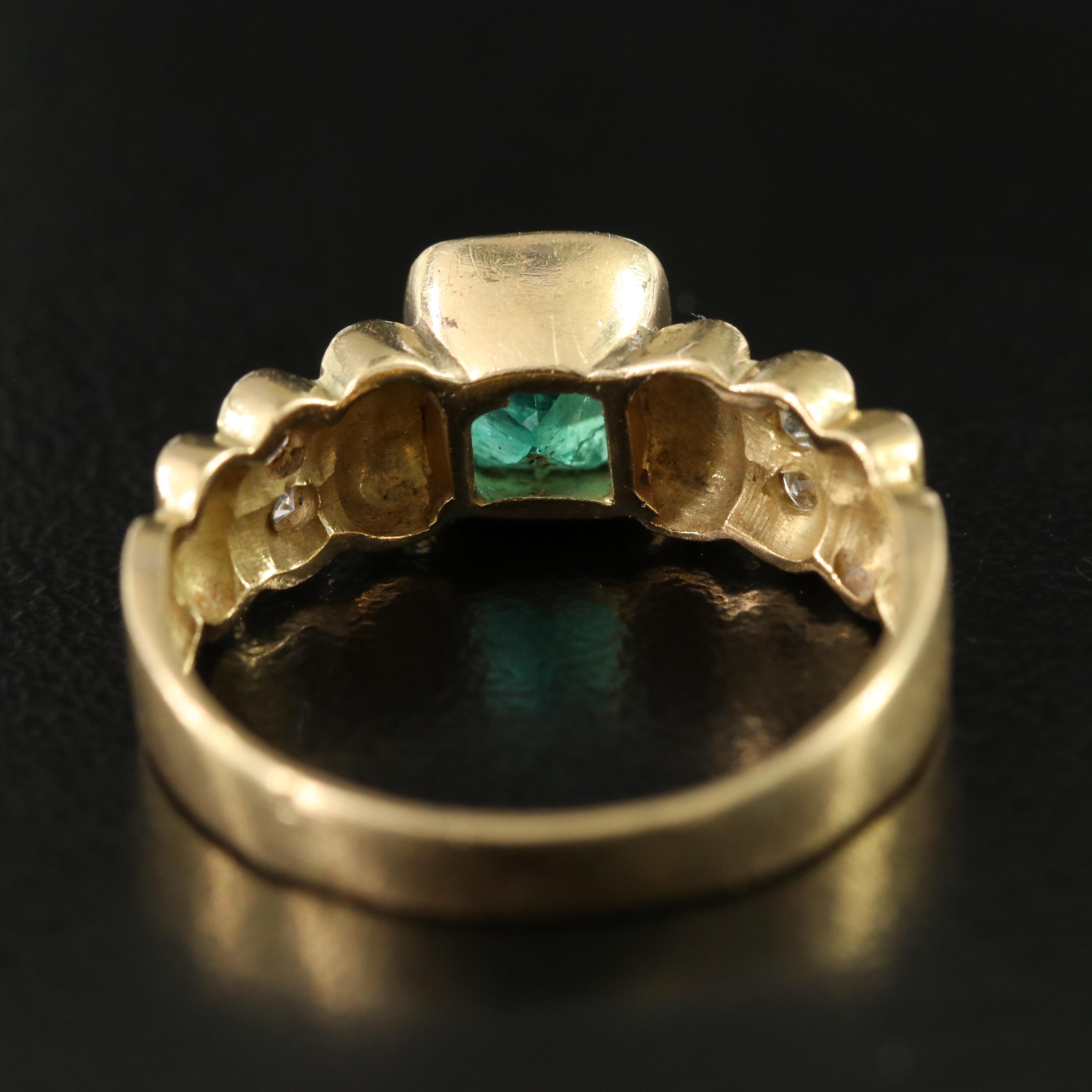 18K 1.15 CT Emerald and Diamond Ring