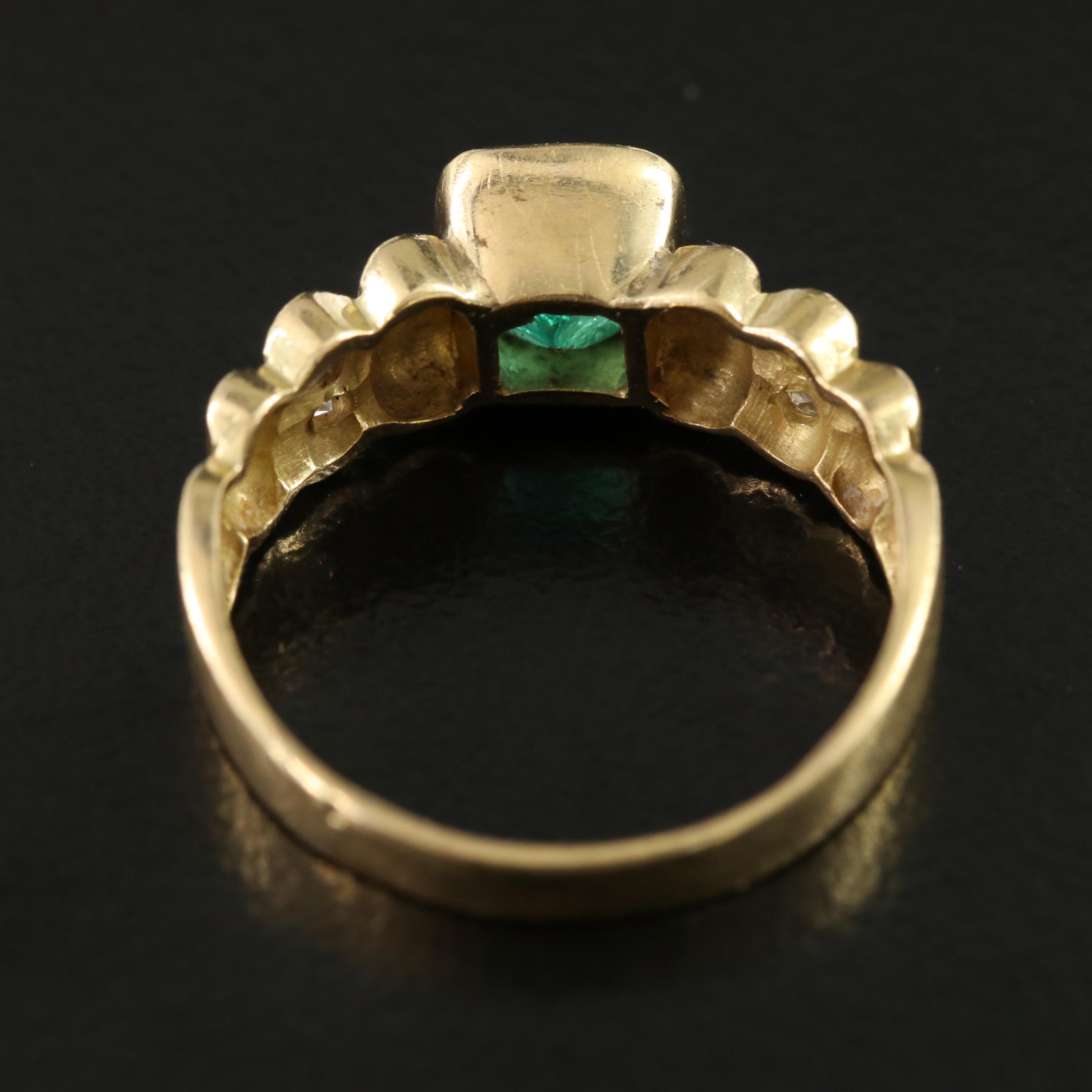 18K 1.15 CT Emerald and Diamond Ring