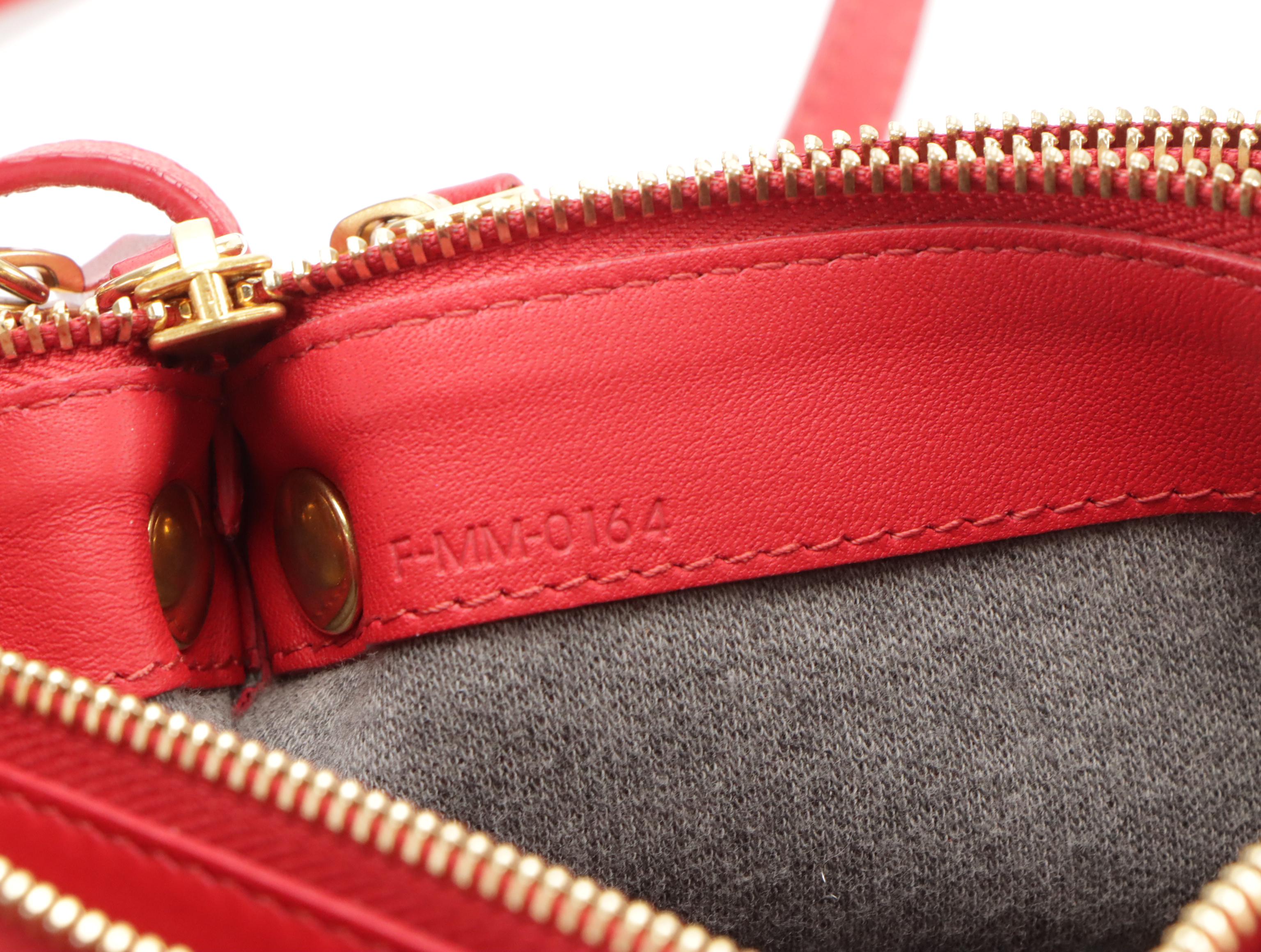 Céline Large Trio Zip Crossbody Bag in Cherry Red Calfskin Leather