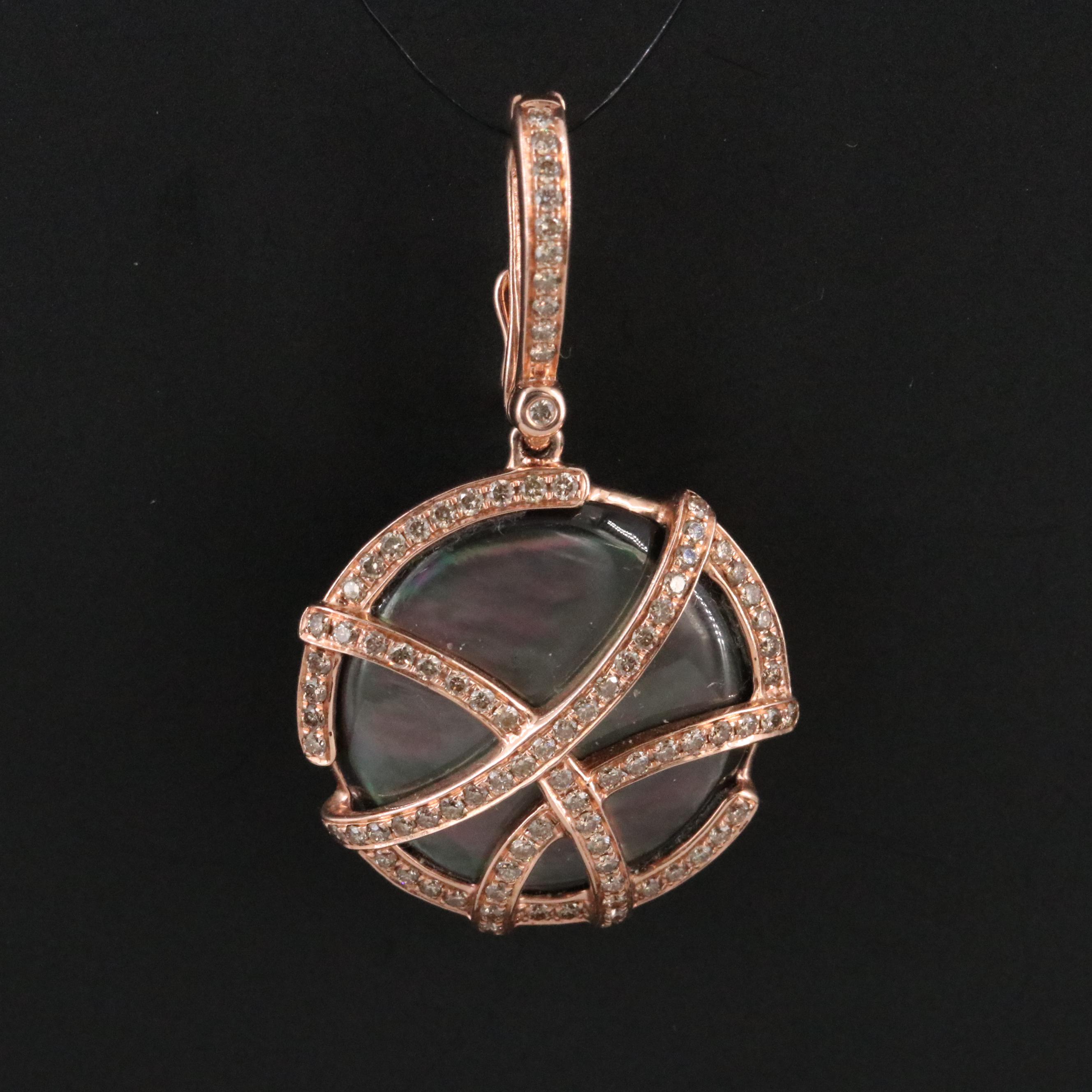 Bellarri 14K Rose Gold Mother of Pearl and Diamond Enhancer Pendant