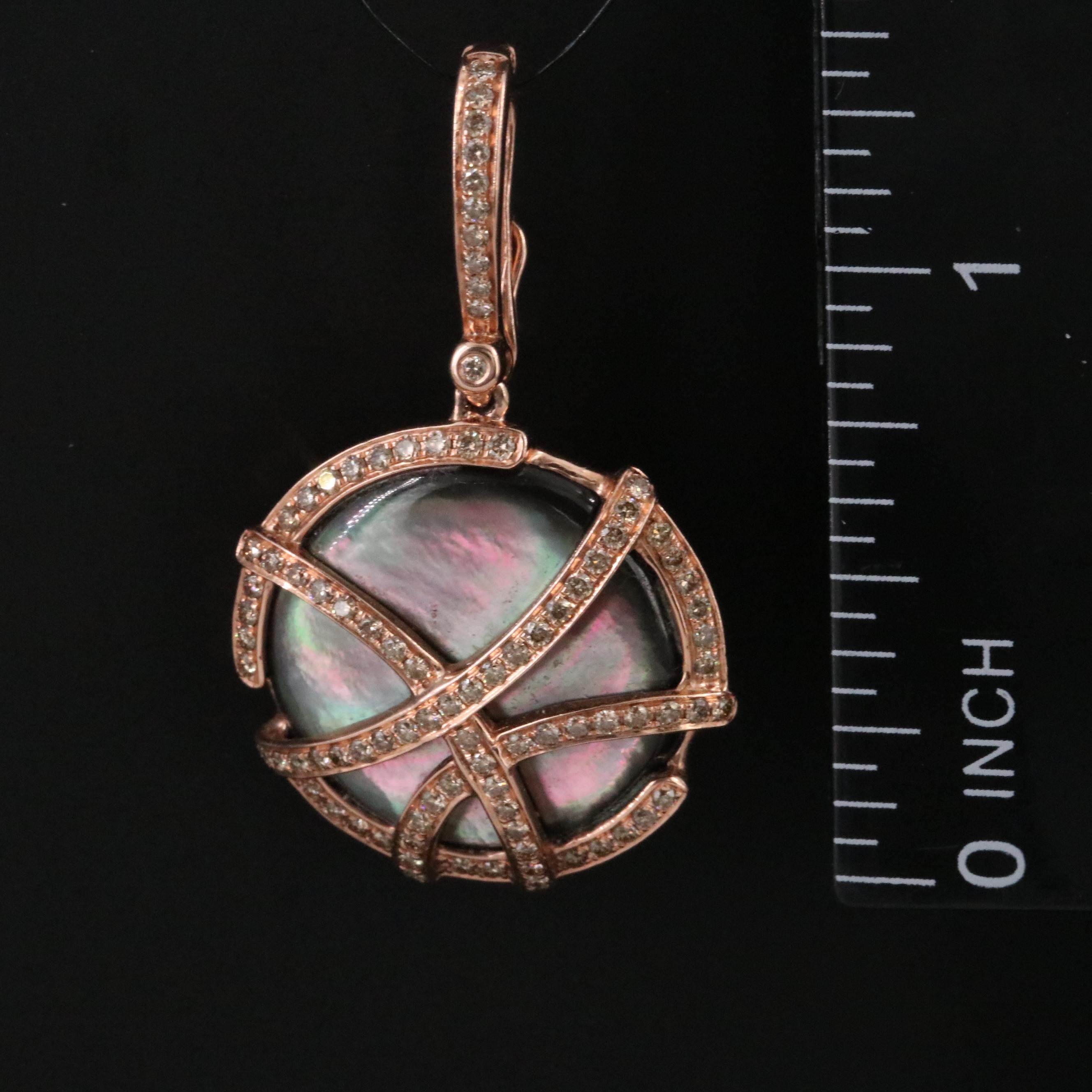 Bellarri 14K Rose Gold Mother of Pearl and Diamond Enhancer Pendant