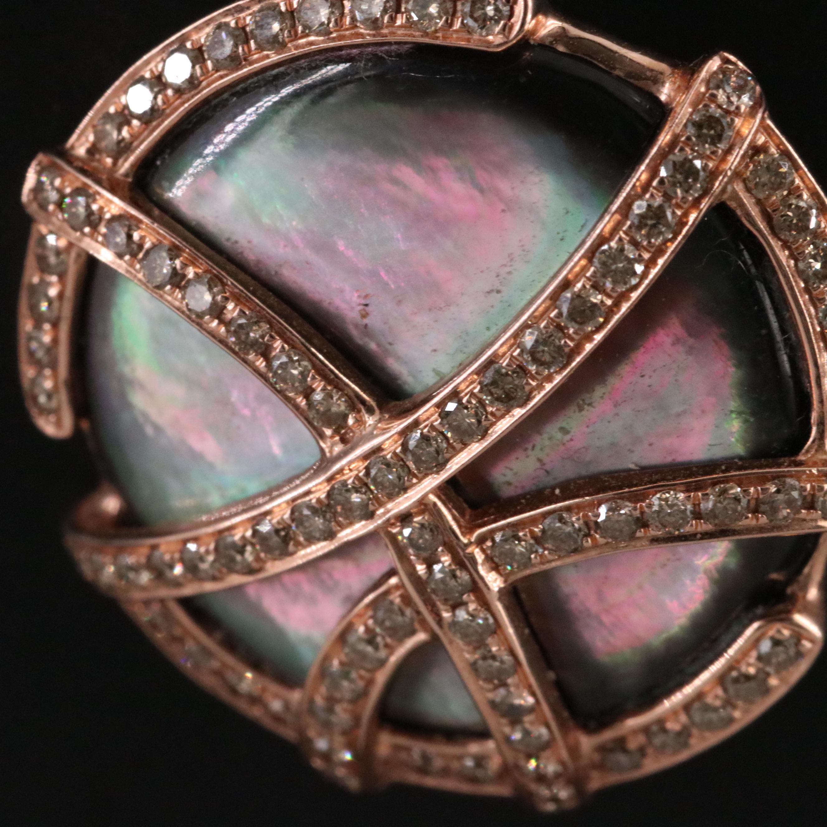 Bellarri 14K Rose Gold Mother of Pearl and Diamond Enhancer Pendant