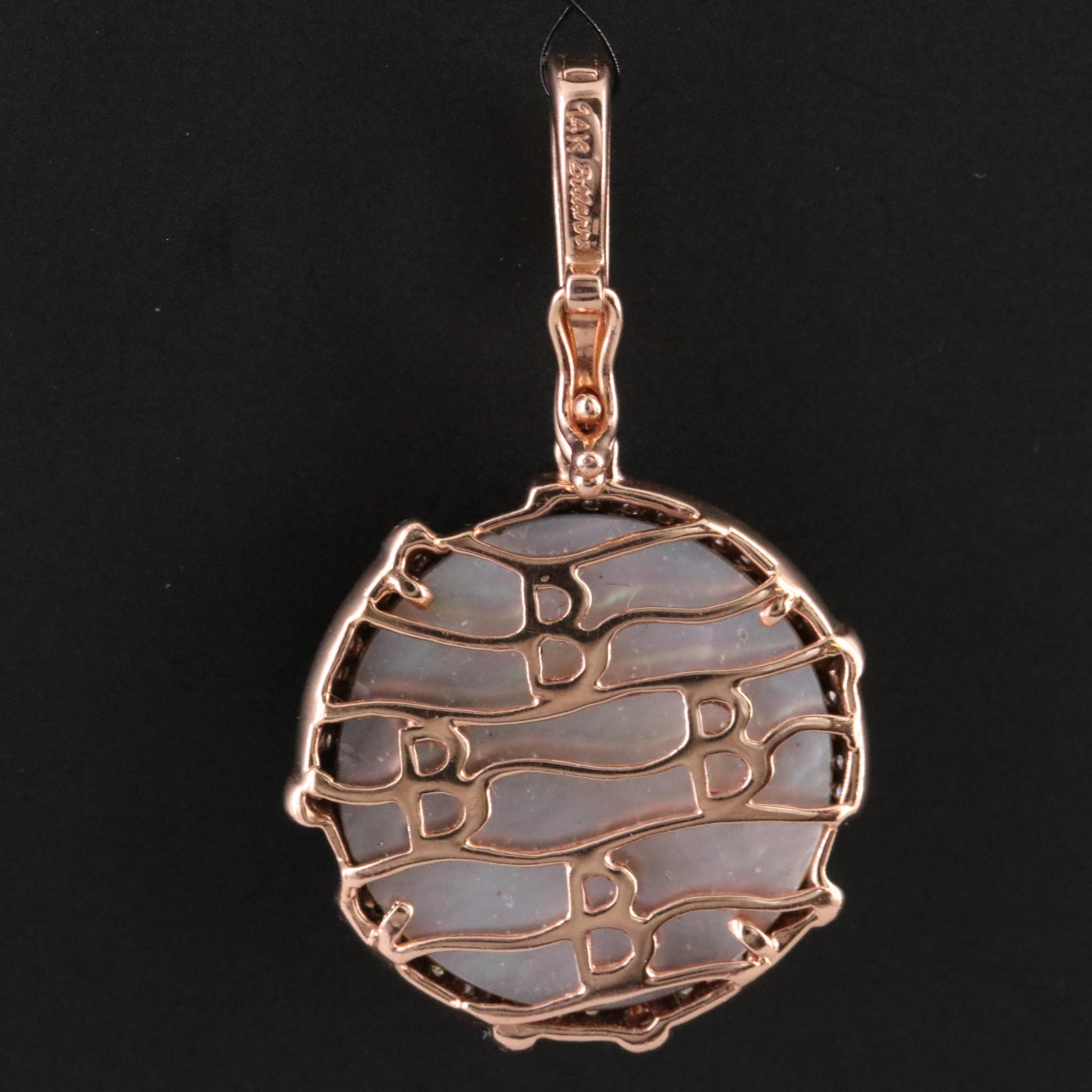 Bellarri 14K Rose Gold Mother of Pearl and Diamond Enhancer Pendant