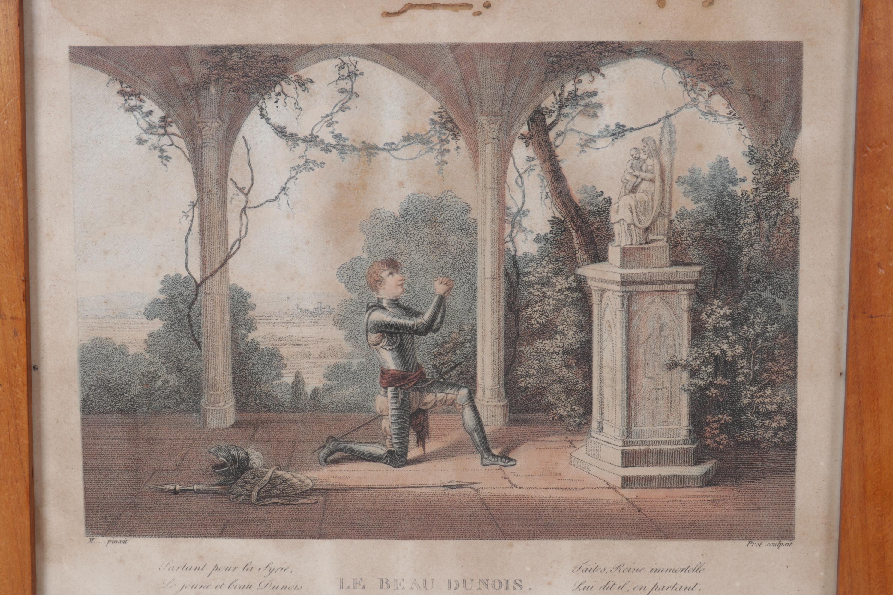 19th Century Intaglio Prints "Le beau Dunois" After Jean Baptiste Mallet