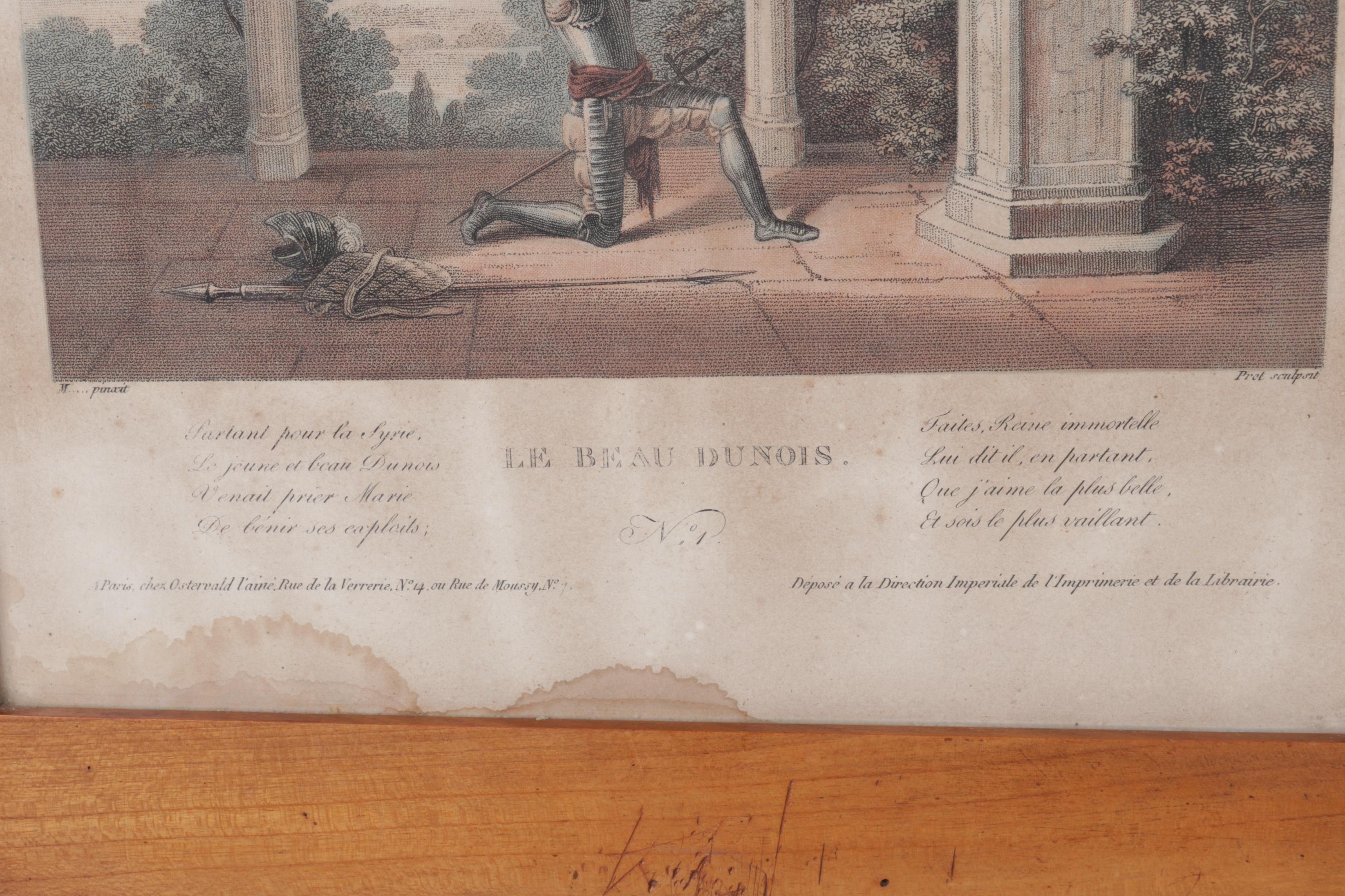 19th Century Intaglio Prints "Le beau Dunois" After Jean Baptiste Mallet