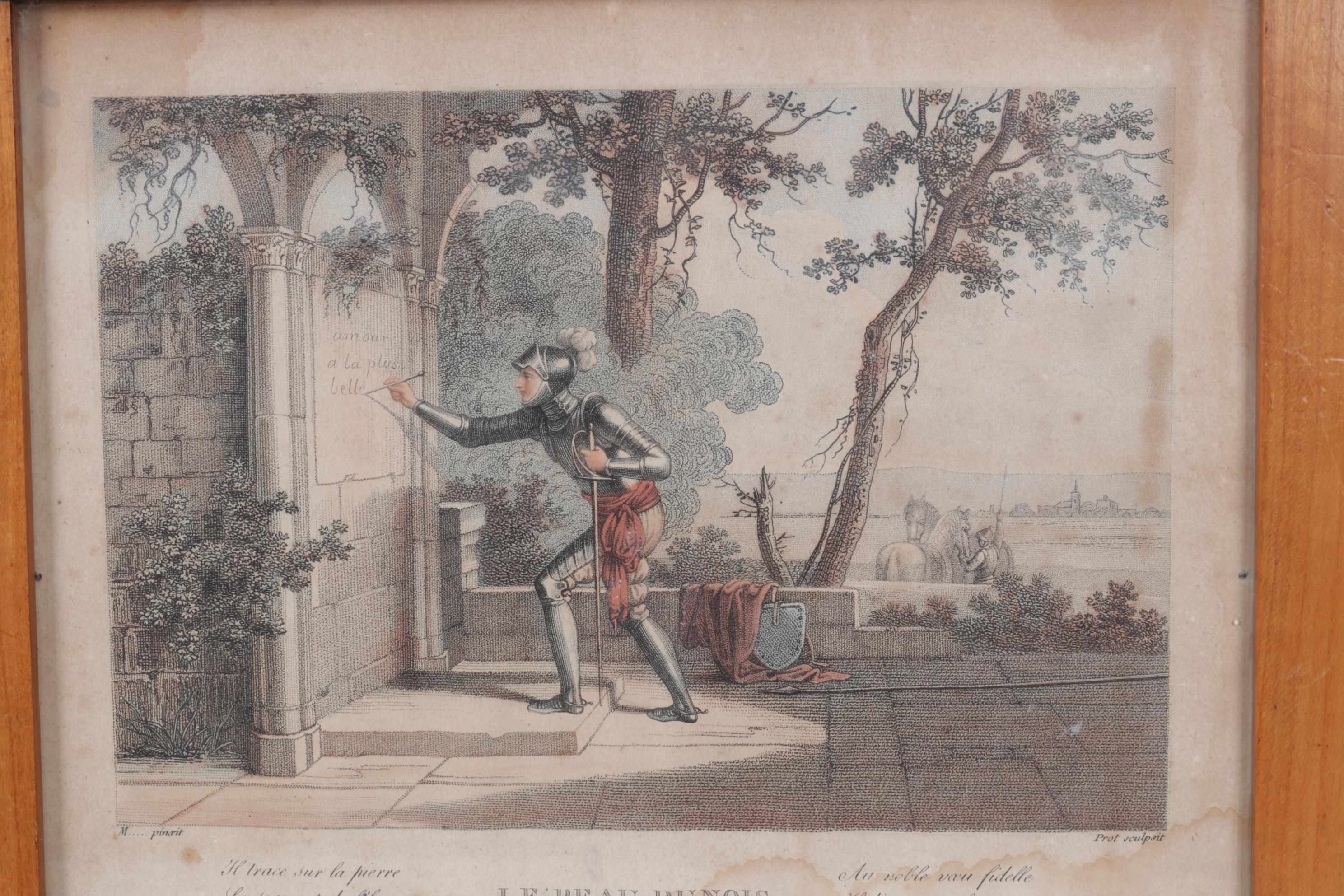 19th Century Intaglio Prints "Le beau Dunois" After Jean Baptiste Mallet