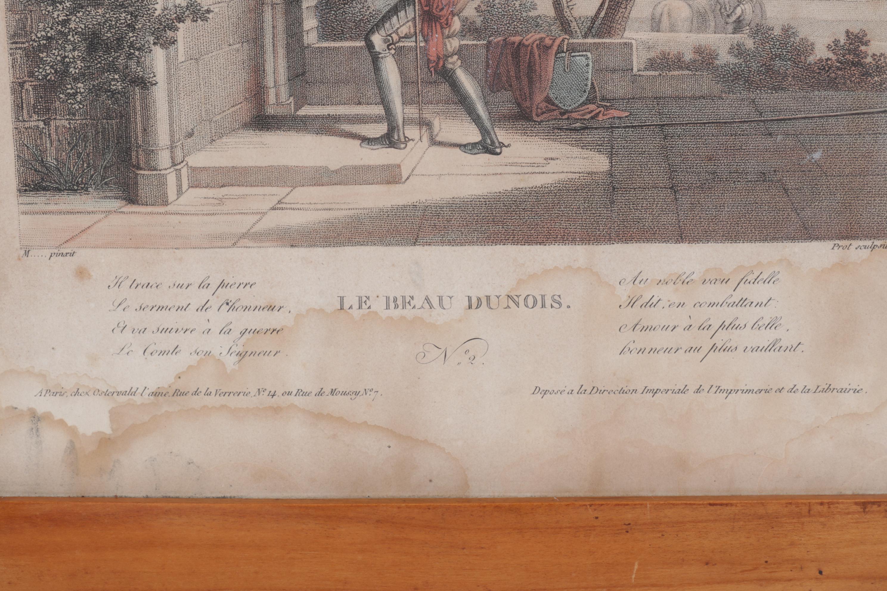 19th Century Intaglio Prints "Le beau Dunois" After Jean Baptiste Mallet