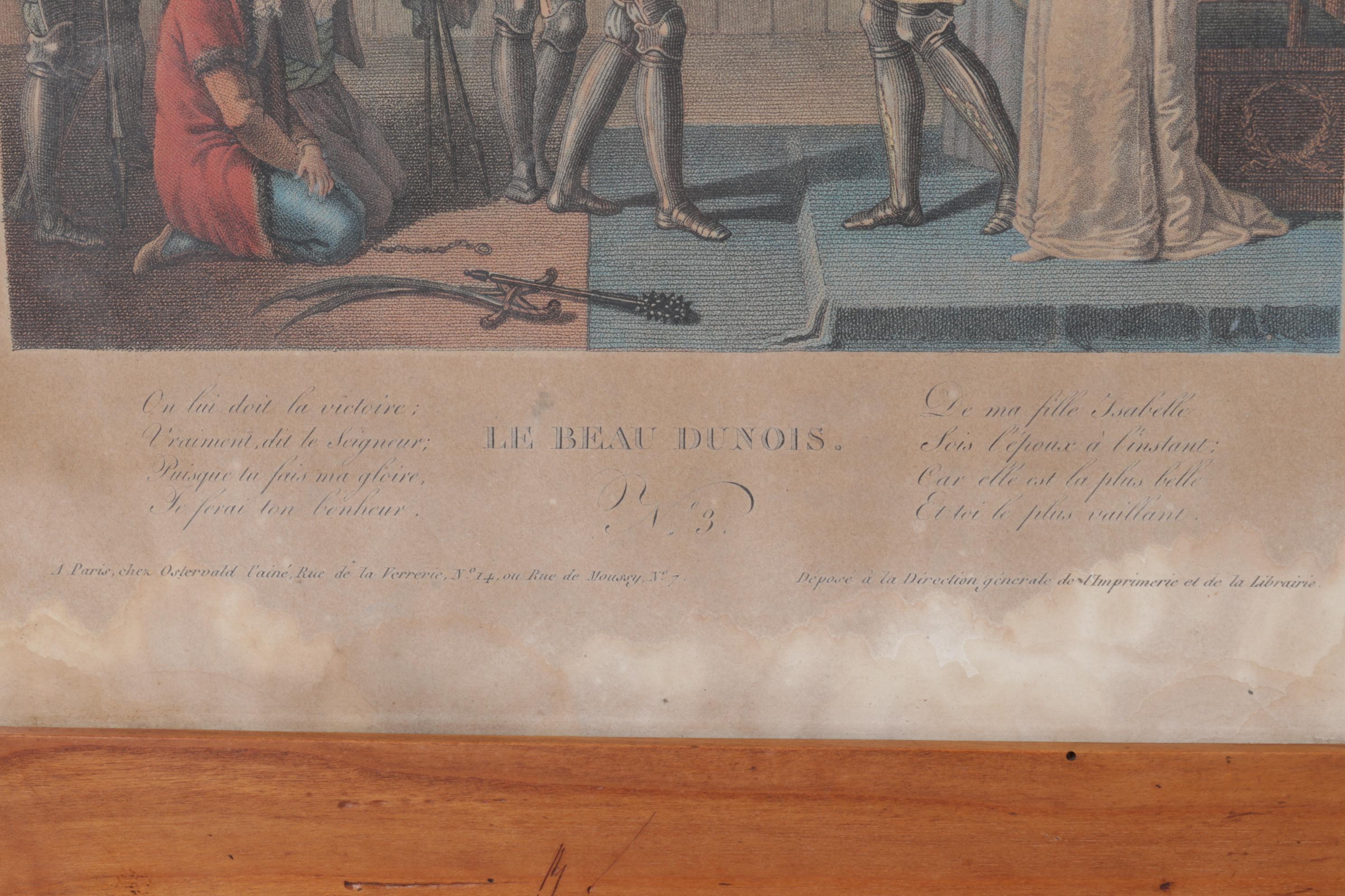 19th Century Intaglio Prints "Le beau Dunois" After Jean Baptiste Mallet